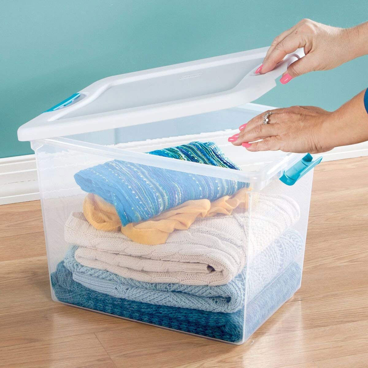 Sterilite 12 Pack 15-Qt & 6 Pack 25-Qt Stackable Clear Plastic Storage Bin w/Lid - VMInnovations