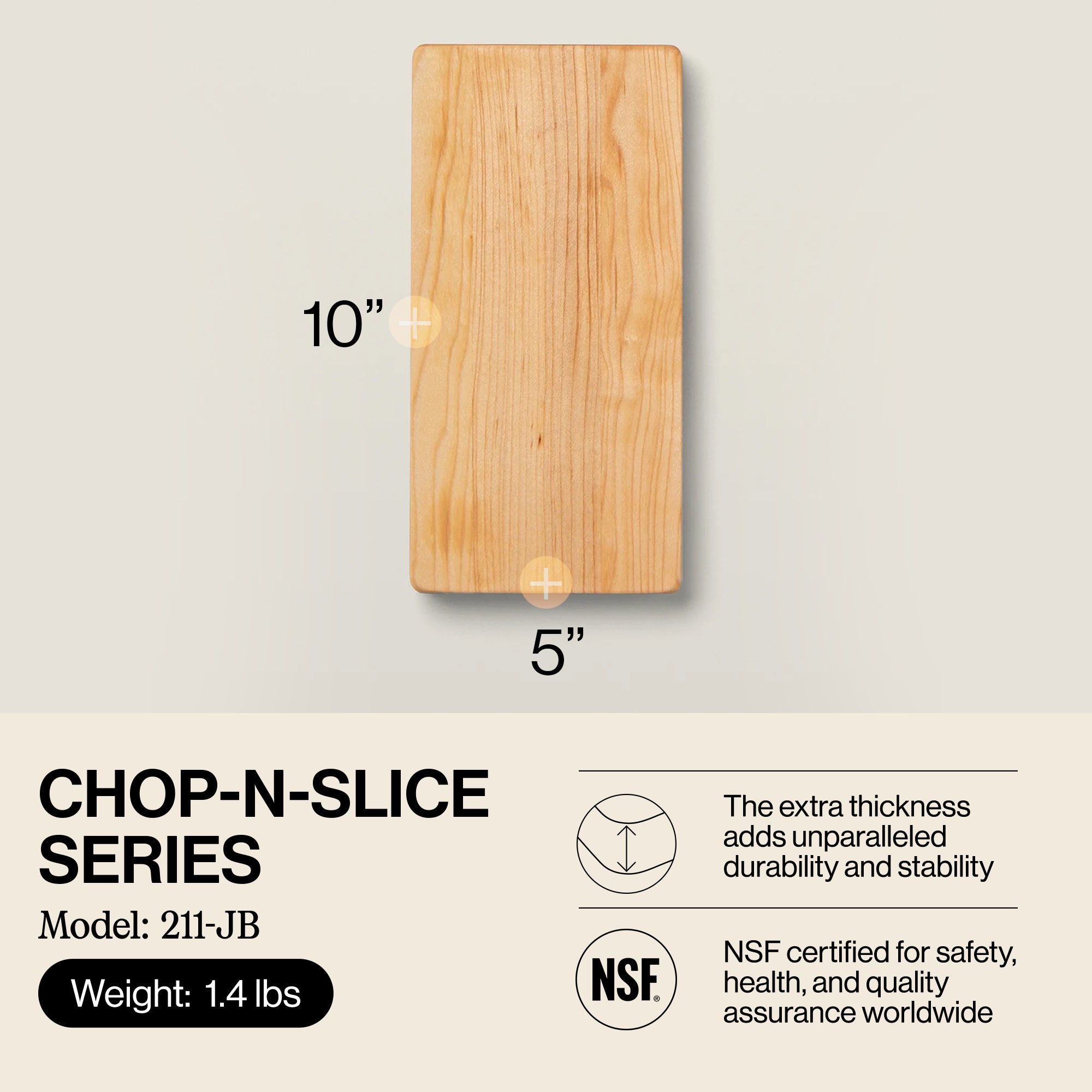 John Boos Chop N Slice SM Maple Wood Edge Grain CuttingBoard 10"x5"x1"(Open Box)