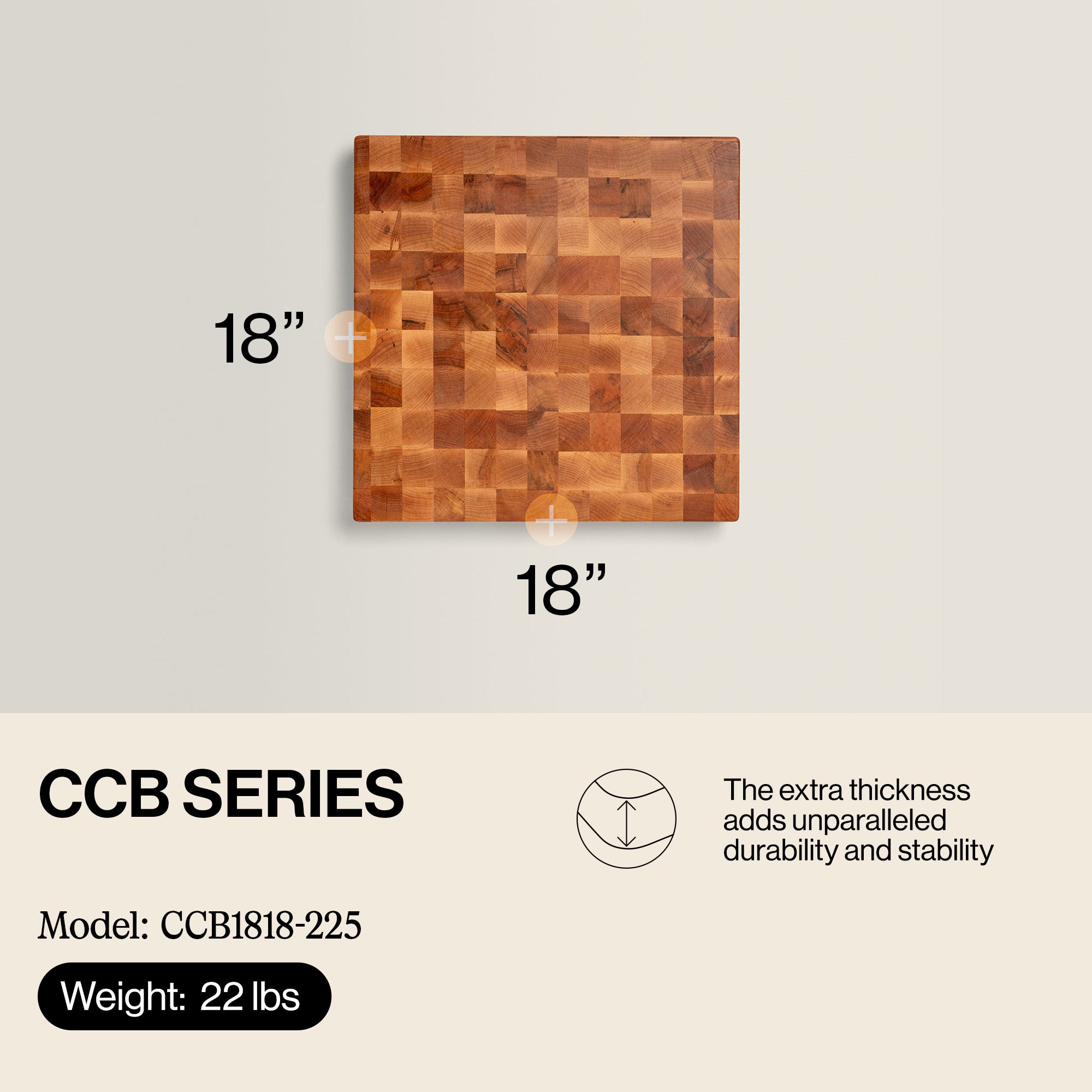 John Boos Small Maple Wood End Grain Cutting Board for Kitchen 18" x 18" x 2.25"