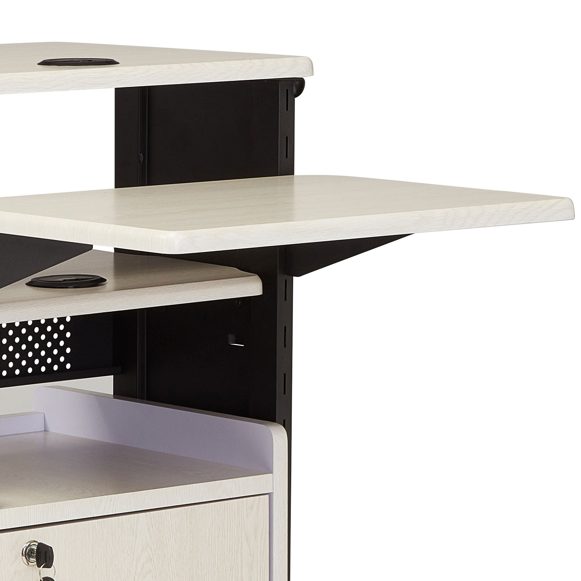 Oklahoma Sound Premium Plus Steel Presentation Cart w/Cabinet, Ivory/Black(Used) - VMInnovations