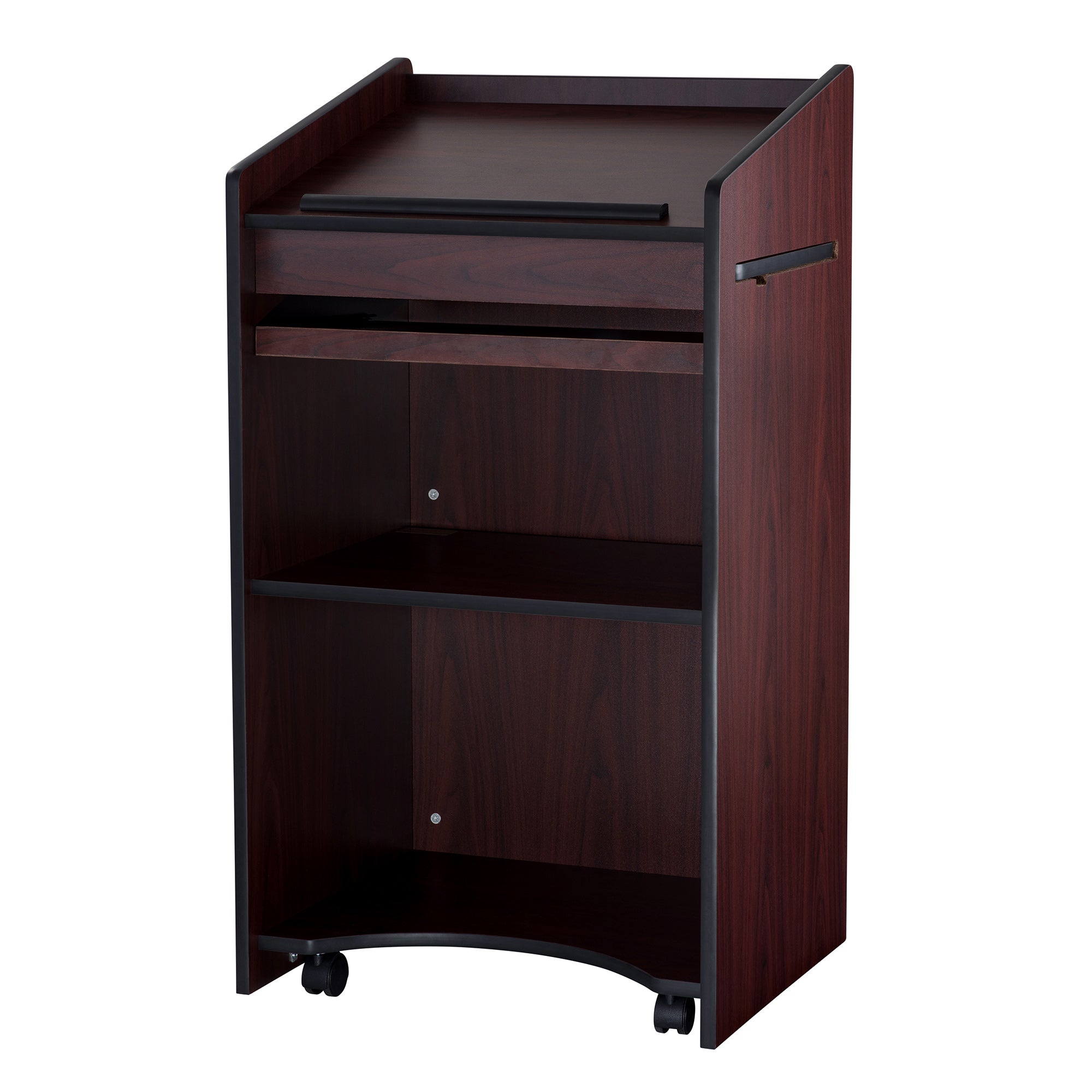 Oklahoma Sound Aristocrat Non Sound Lectern Podium w/ 2 Shelves, Mahogany (Used) - VMInnovations