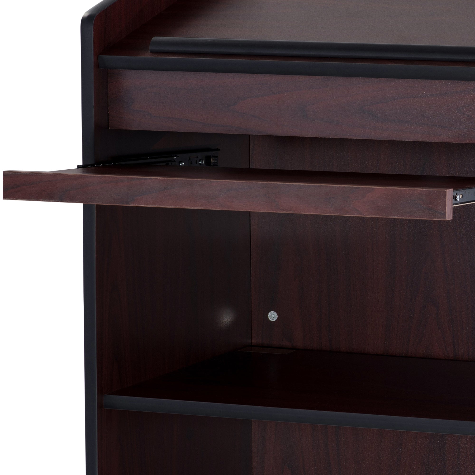 Oklahoma Sound Aristocrat Non Sound Lectern Podium w/ 2 Shelves, Mahogany (Used) - VMInnovations