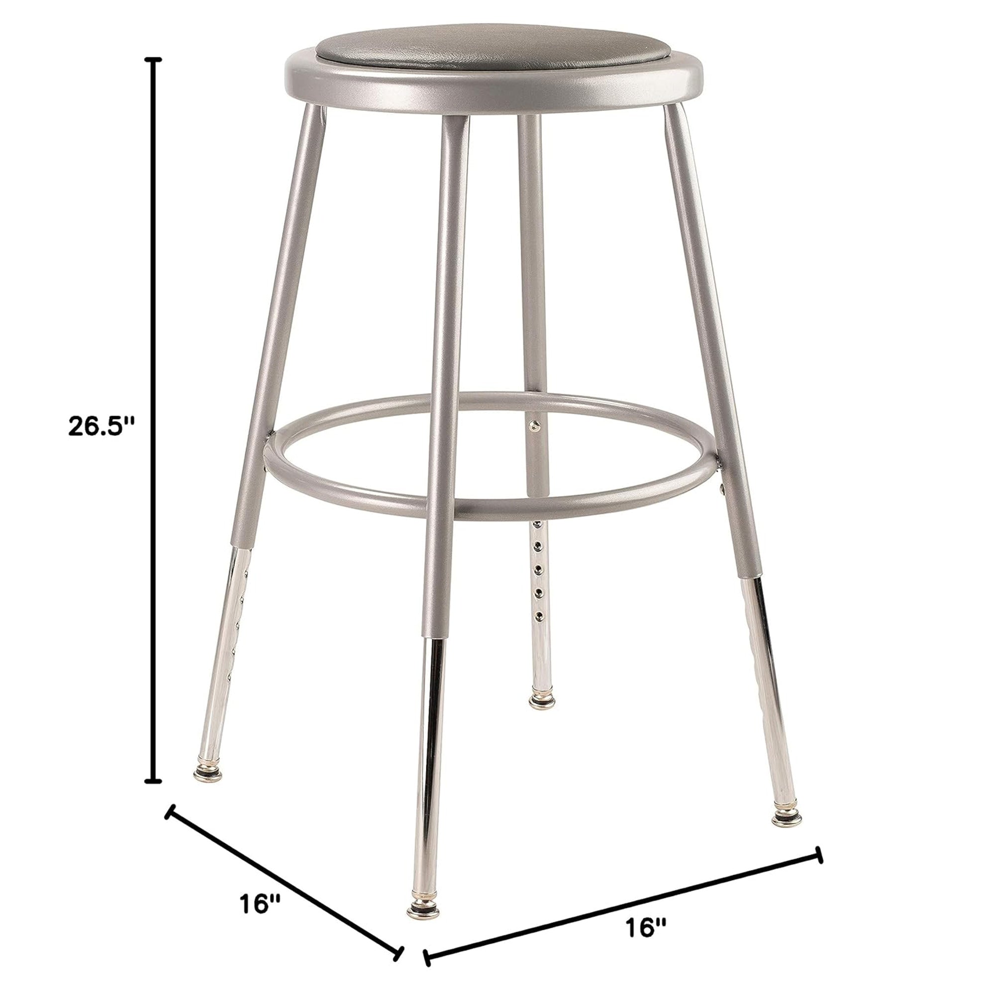 National Public Seating 6400 Series 18' Adjustable Height Steel Stool,Grey(Used) - VMInnovations