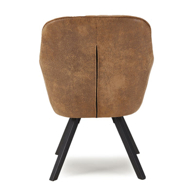 JOMEED Cushioned Swivel Armchair with Rubberwood Legs for Home and Office, Brown