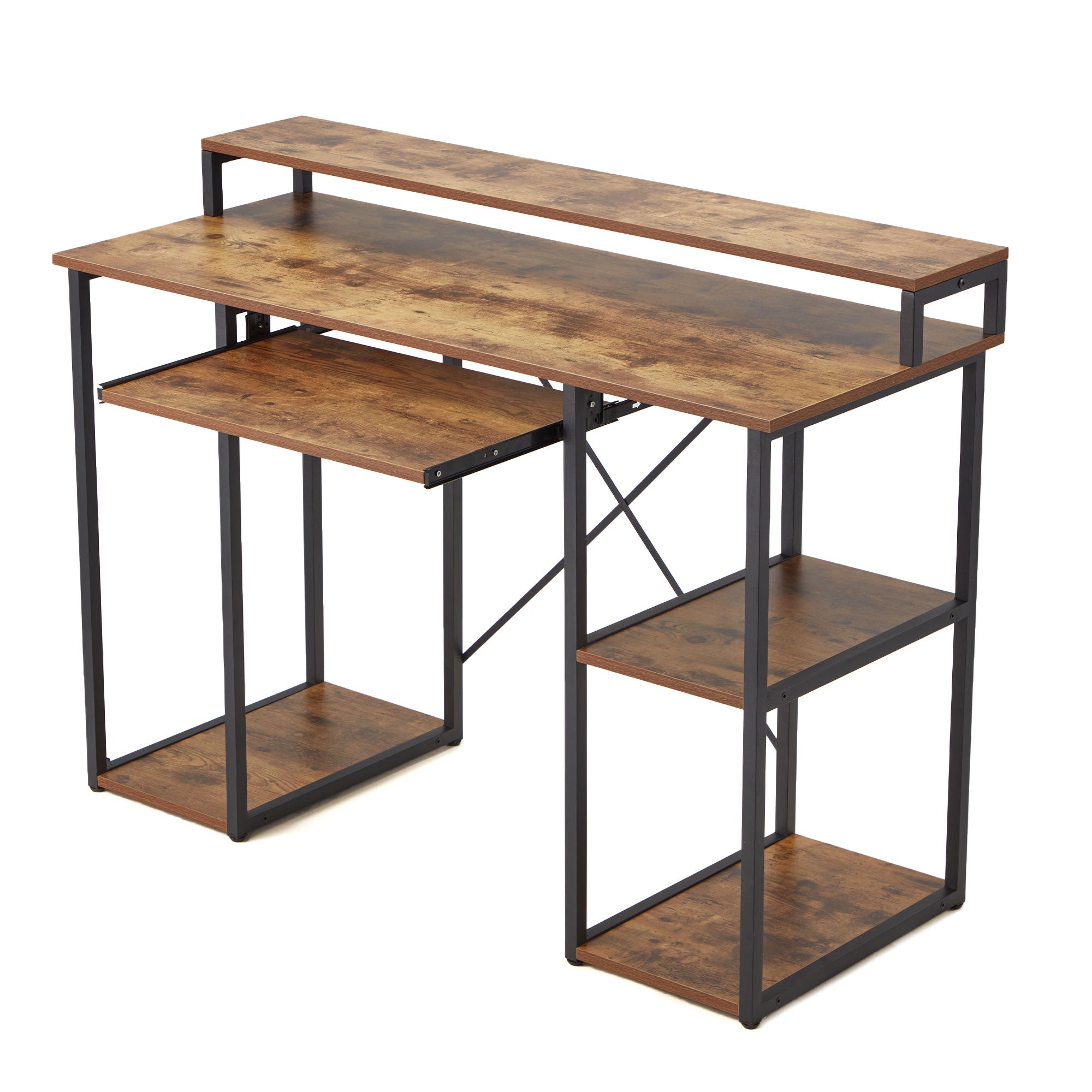 JOMEED Computer Desk with Monitor Shelf for At-Home Office Space, Brown/Black - VMInnovations