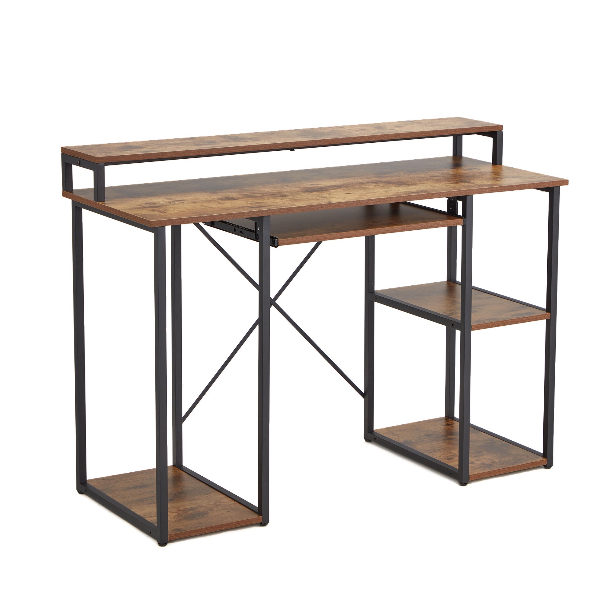 JOMEED Computer Desk with Monitor Shelf for At-Home Office Space, Brown/Black - VMInnovations