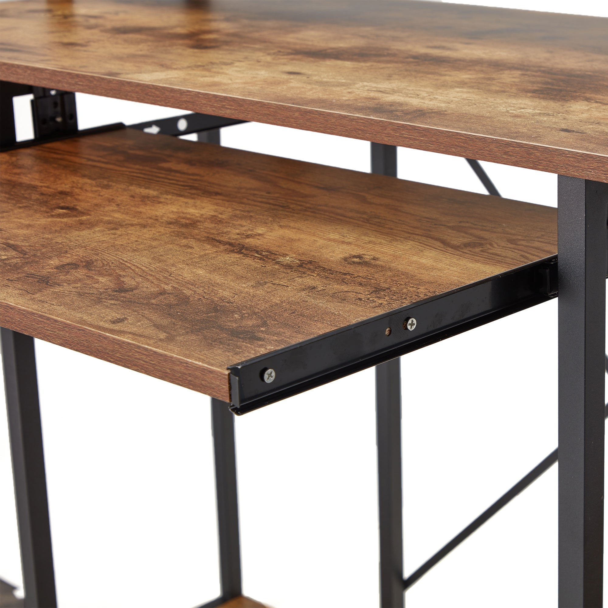 JOMEED Computer Desk with Monitor Shelf for At-Home Office Space, Brown/Black - VMInnovations