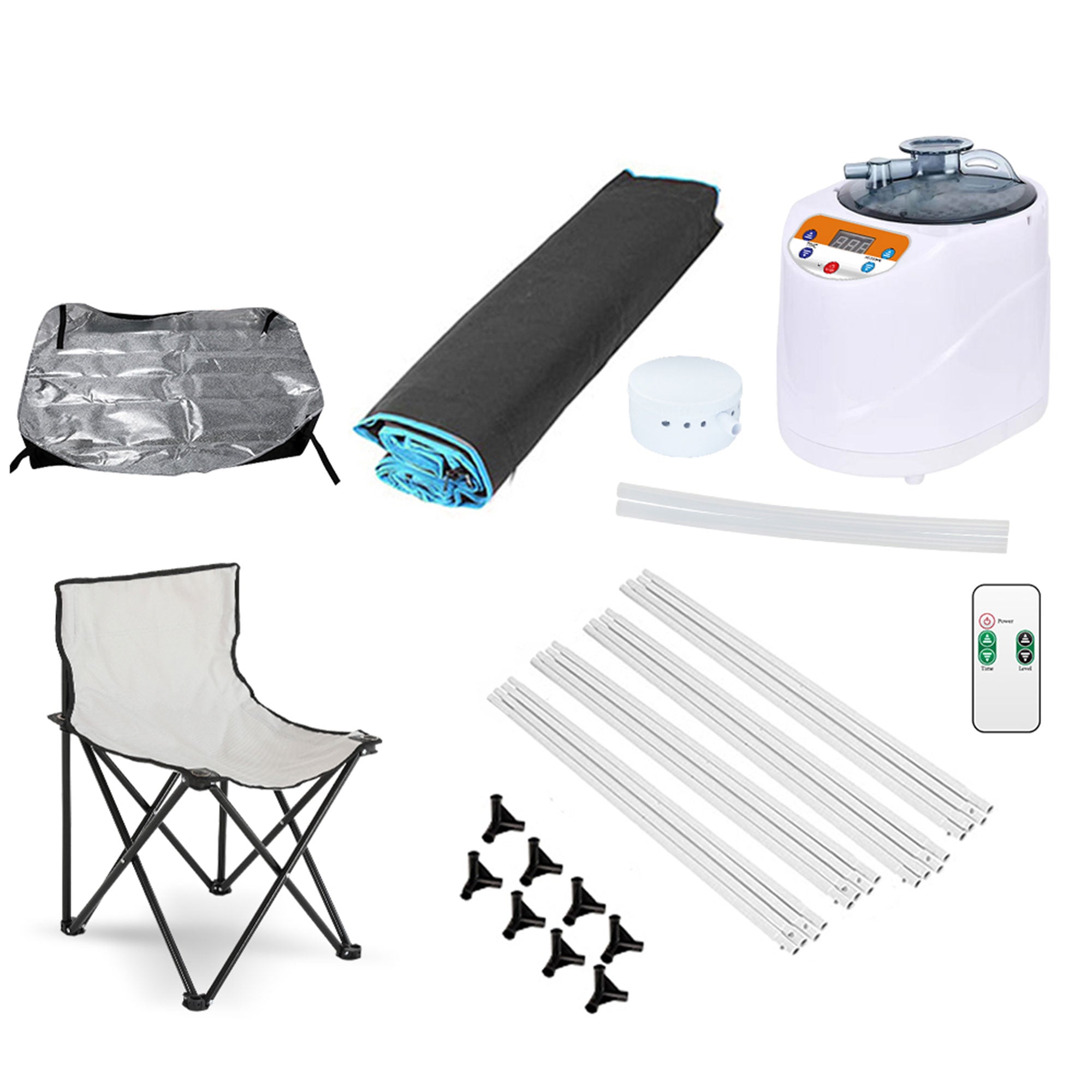 JOMEED 35 x 35 Inch Portable Zip Sauna with Chair for Home Relaxation, Black - VMInnovations