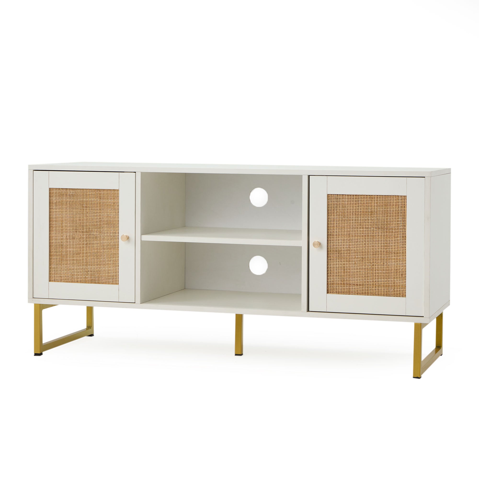JOMEED TV Console Stand Table Cabinet Entertainment Center, White (Open Box) - VMInnovations