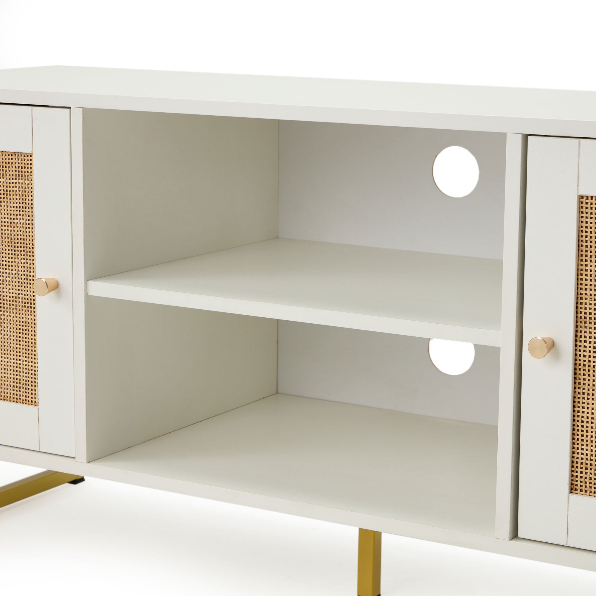JOMEED TV Console Stand Table Cabinet Media Entertainment Center, White (Used) - VMInnovations