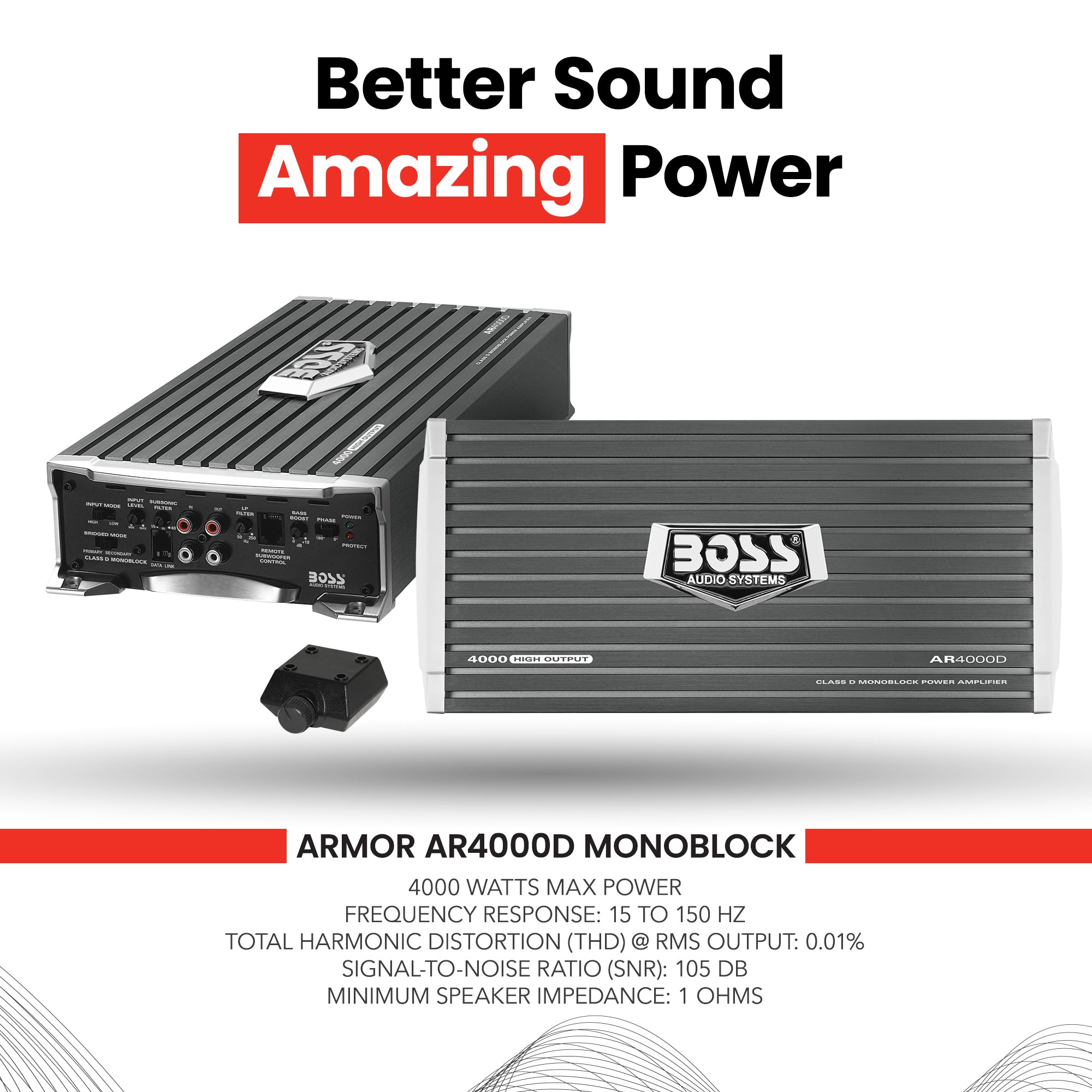 Boss AR4000D Armor 4000W Monoblock Class D Car Audio Amplifier Amp and Remote - VMInnovations