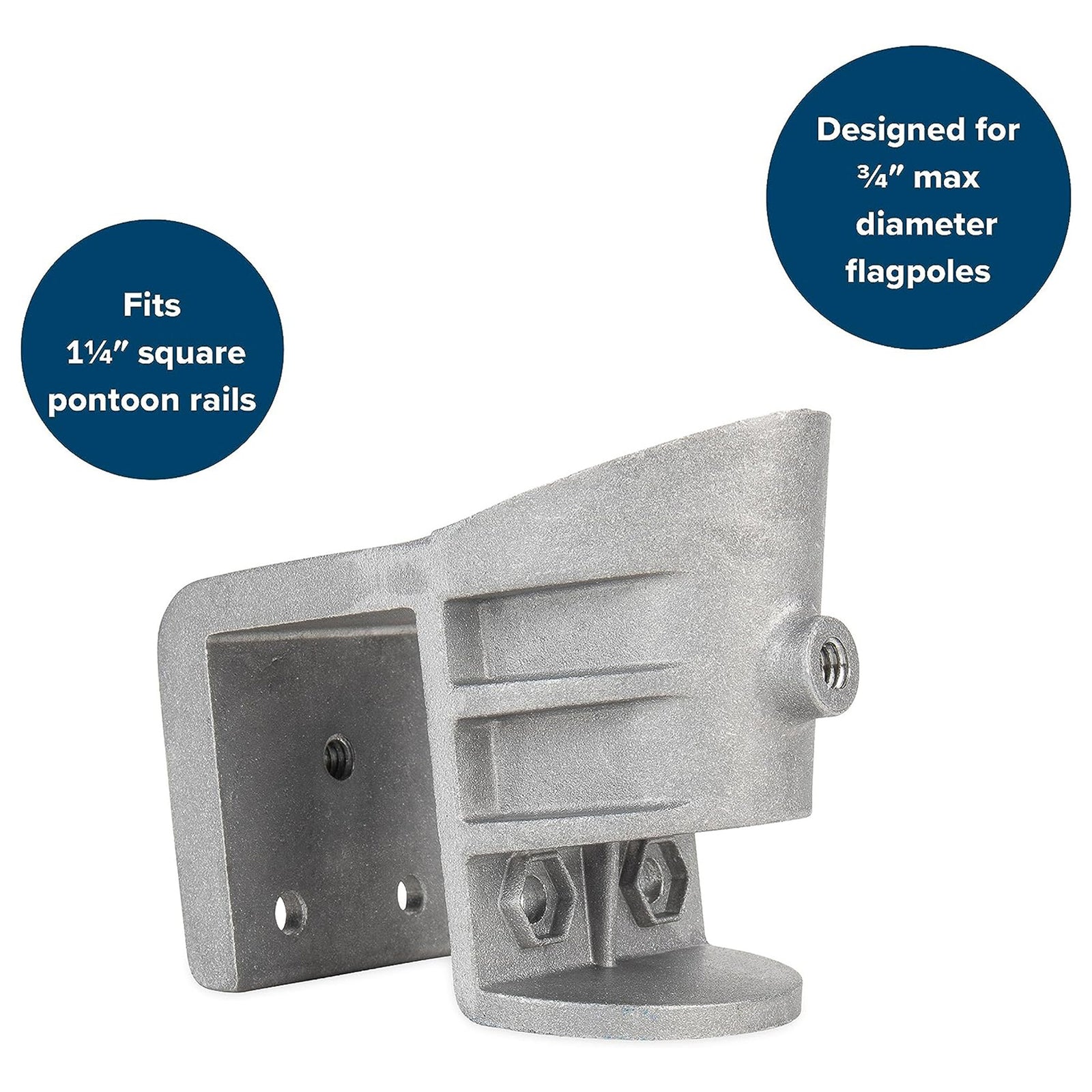 Camco Pontoon Boat Flagpole Mount with Screws & Mounted Hardware, Brushed Nickel - VMInnovations