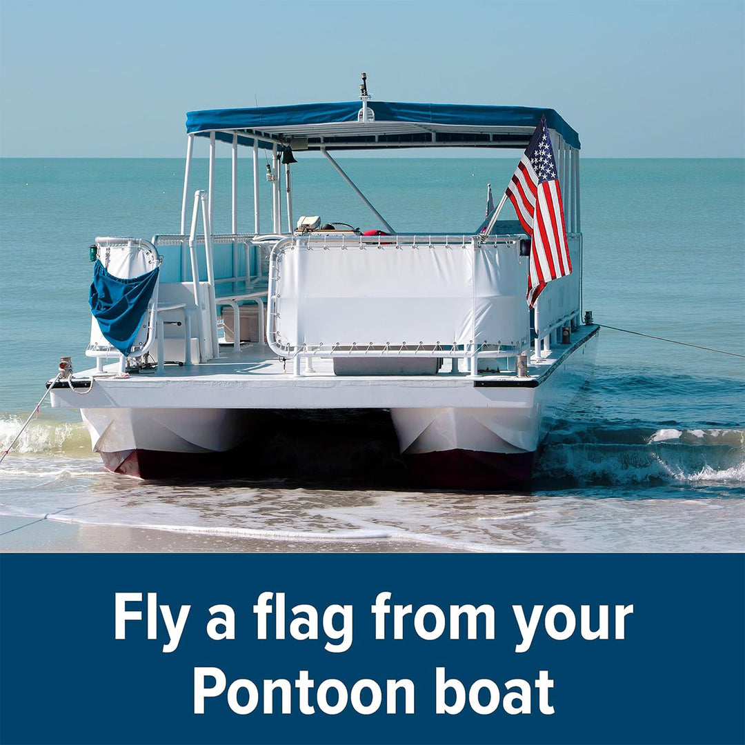 Camco Pontoon Boat Flagpole Mount with Screws & Mounted Hardware, Brushed Nickel - VMInnovations