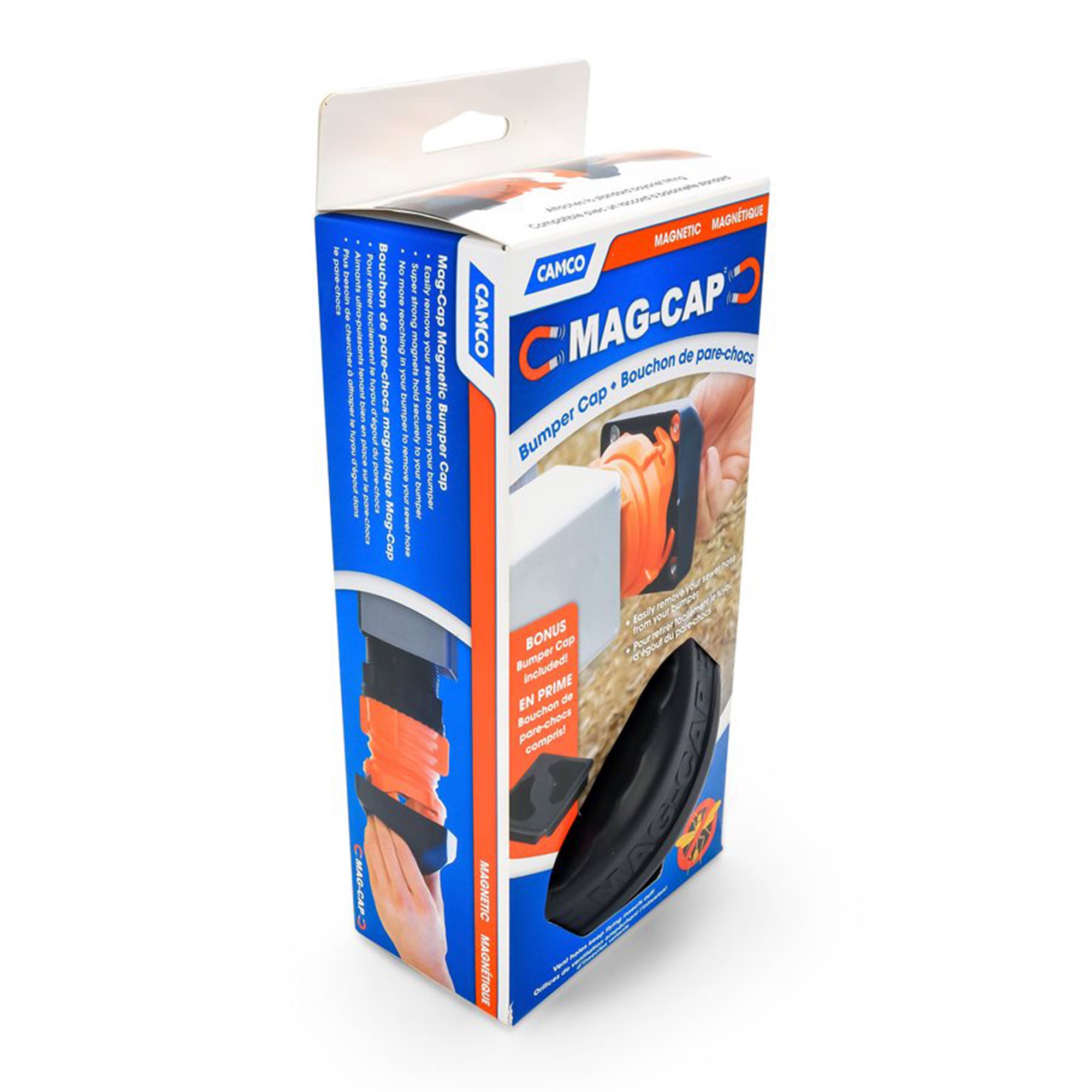 Camco 40310 Plastic Magnetic Vented RV Bumper Cap Set with Insect Screen, Black - VMInnovations