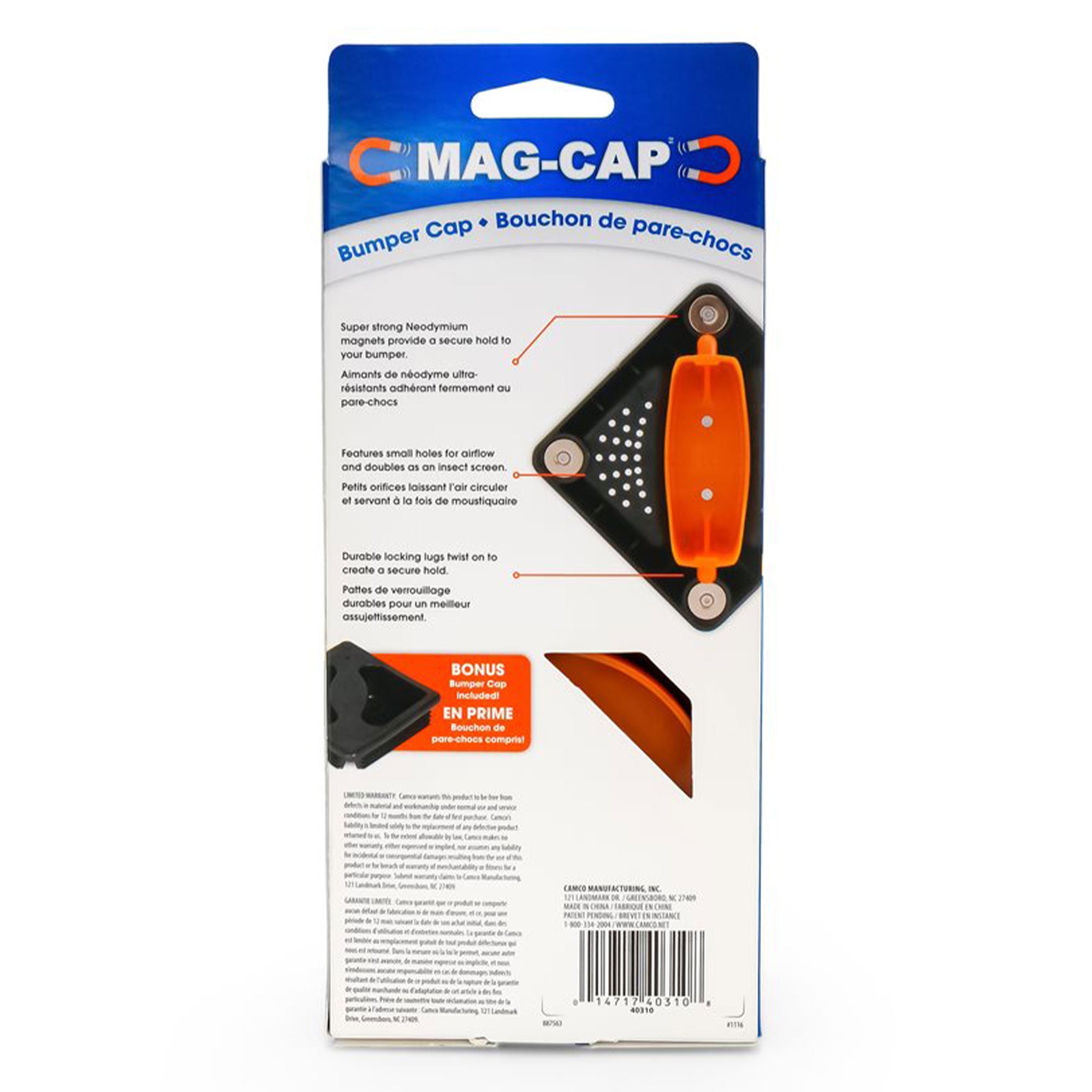 Camco 40310 Plastic Magnetic Vented RV Bumper Cap Set with Insect Screen, Black - VMInnovations