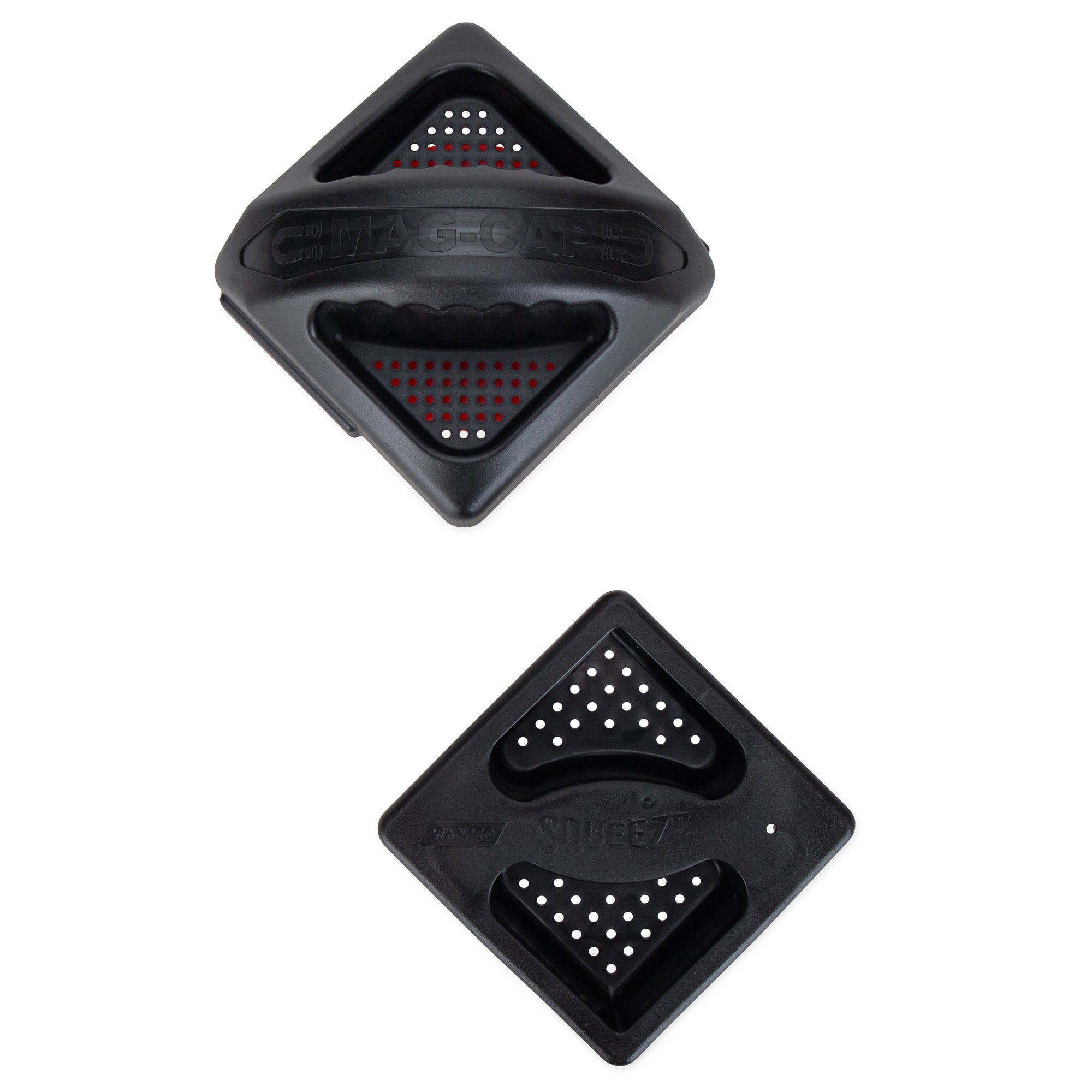 Camco 40310 Plastic Magnetic Vented RV Bumper Cap Set with Insect Screen, Black - VMInnovations