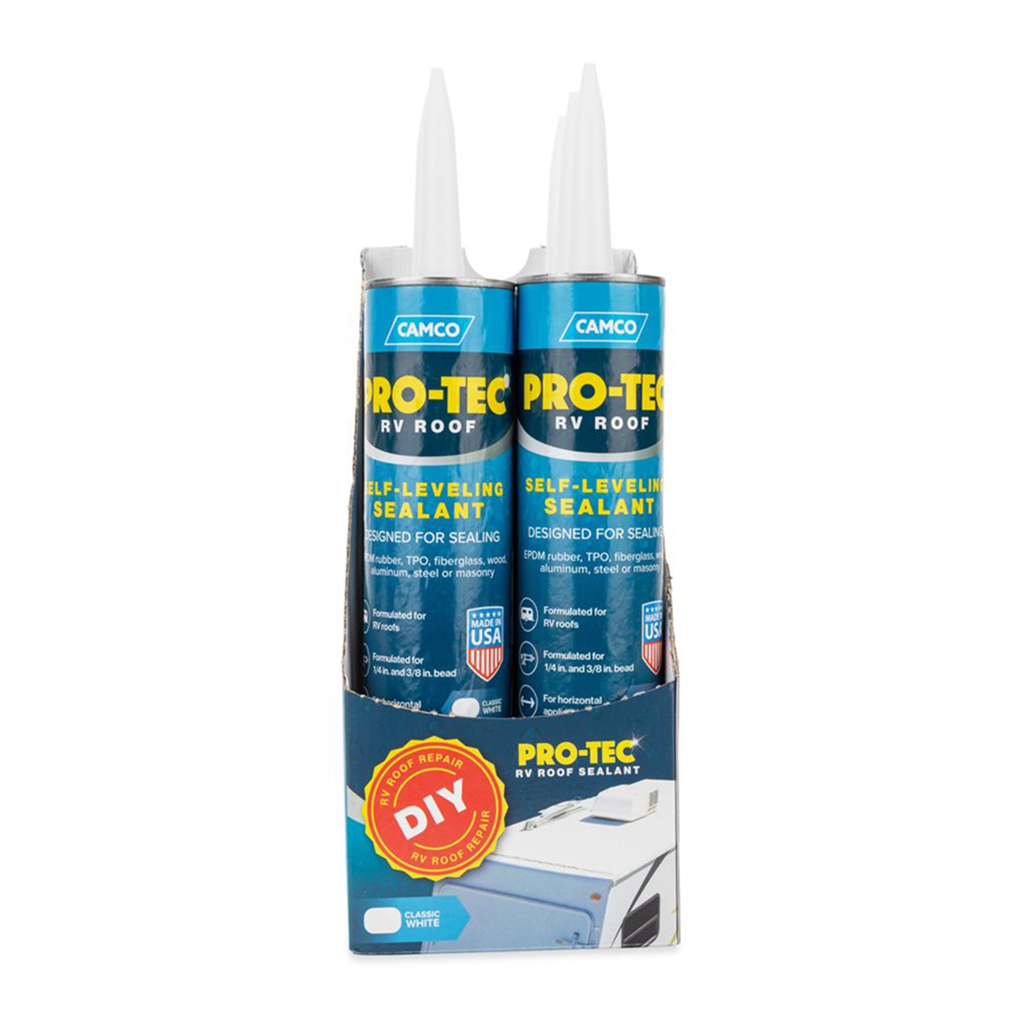 Camco Pro Tec RV Roof 10.1 Fluid Ounce Self Leveling Roof Edge and Vent Sealant - VMInnovations
