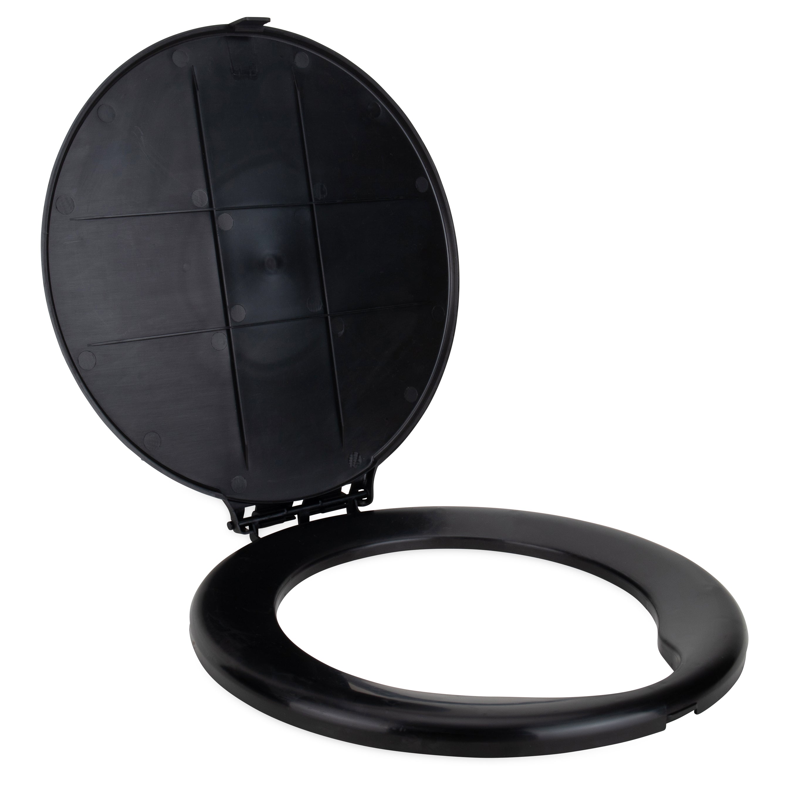 Camco Lidded Bucket Toilet Seat with 3 Waste Bags for 5 Gallon Buckets, Black - VMInnovations