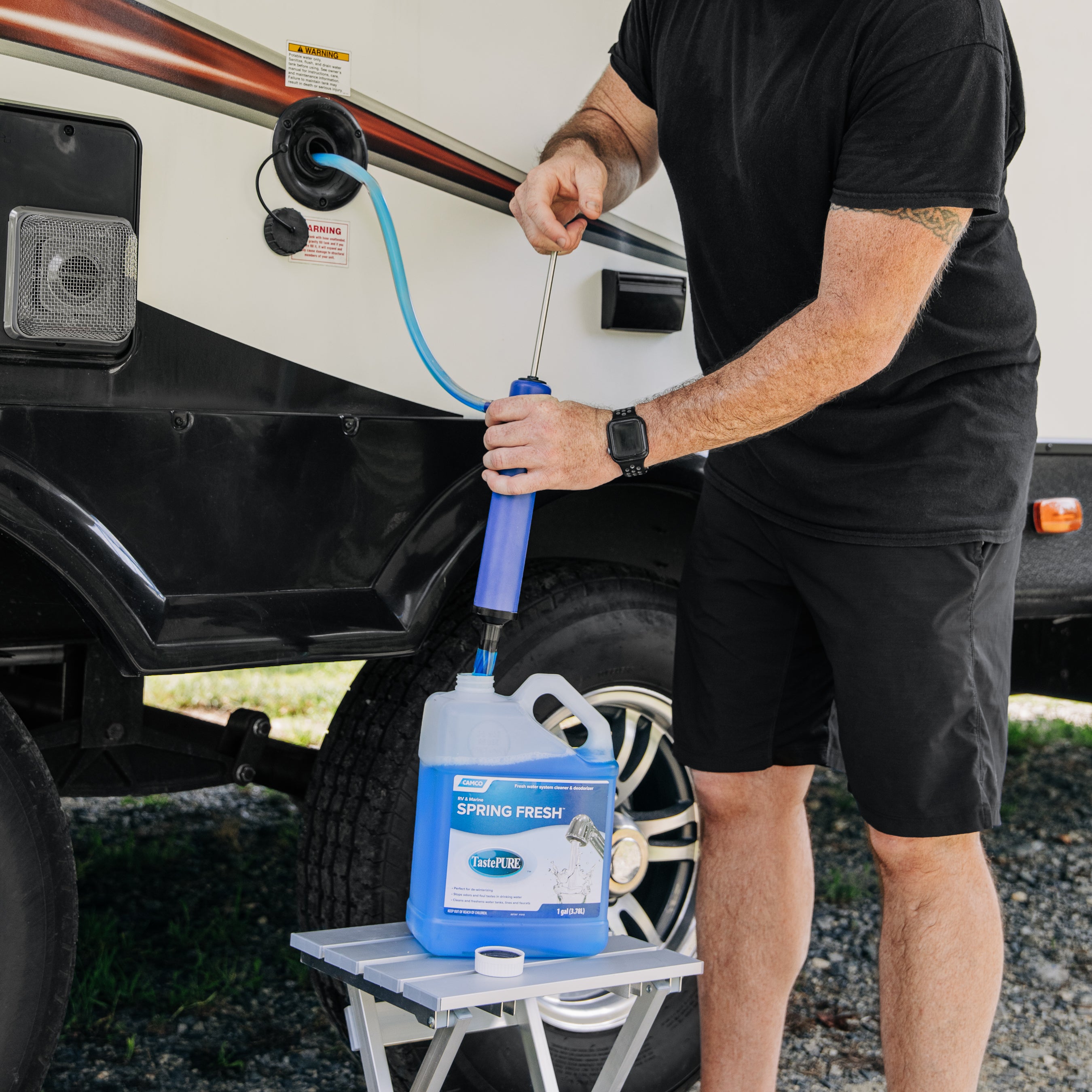 Camco 40207 TastePURE Spring Fresh 128 oz RV Water System Cleaner and Deodorizer