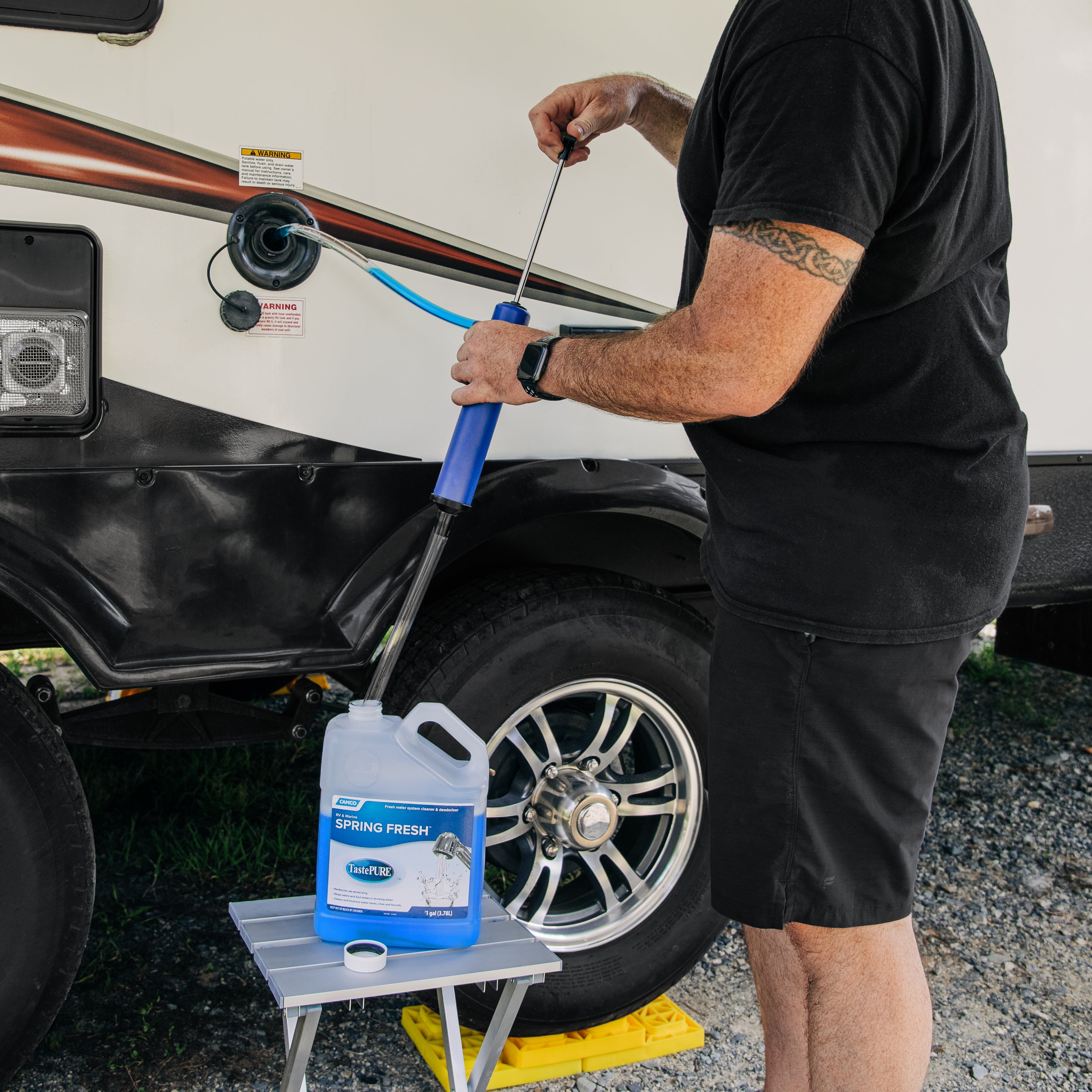 Camco 40207 TastePURE Spring Fresh 128 oz RV Water System Cleaner and Deodorizer
