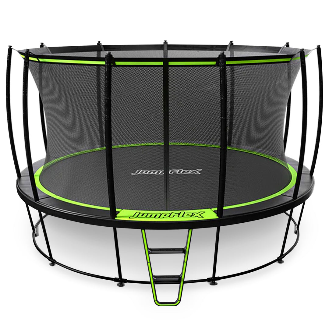 JumpFlex HERO 15' Trampoline for Kids Outdoor Play Equipment with Net & Ladder - VMInnovations