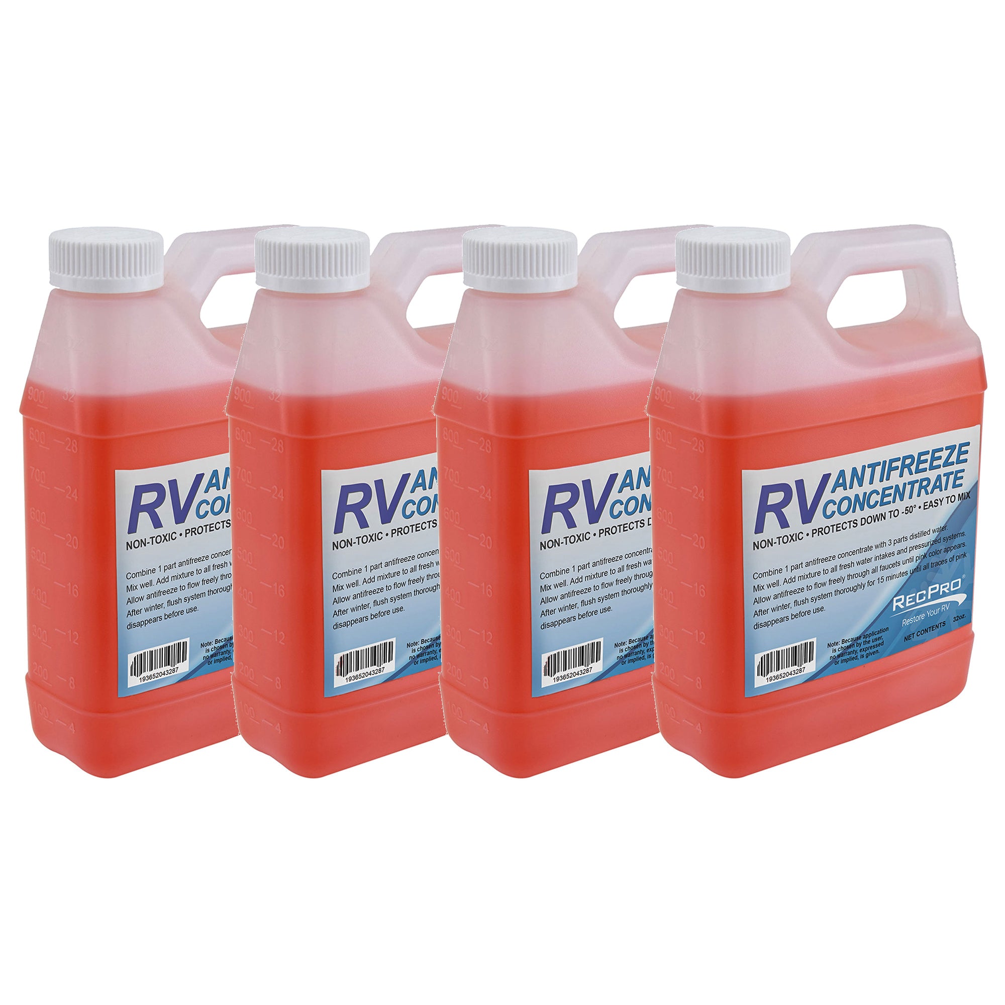 RecPro 32 Oz RV Antifreeze Concentrate Fluid for Winterizing Vehicles (4 Pack) - VMInnovations