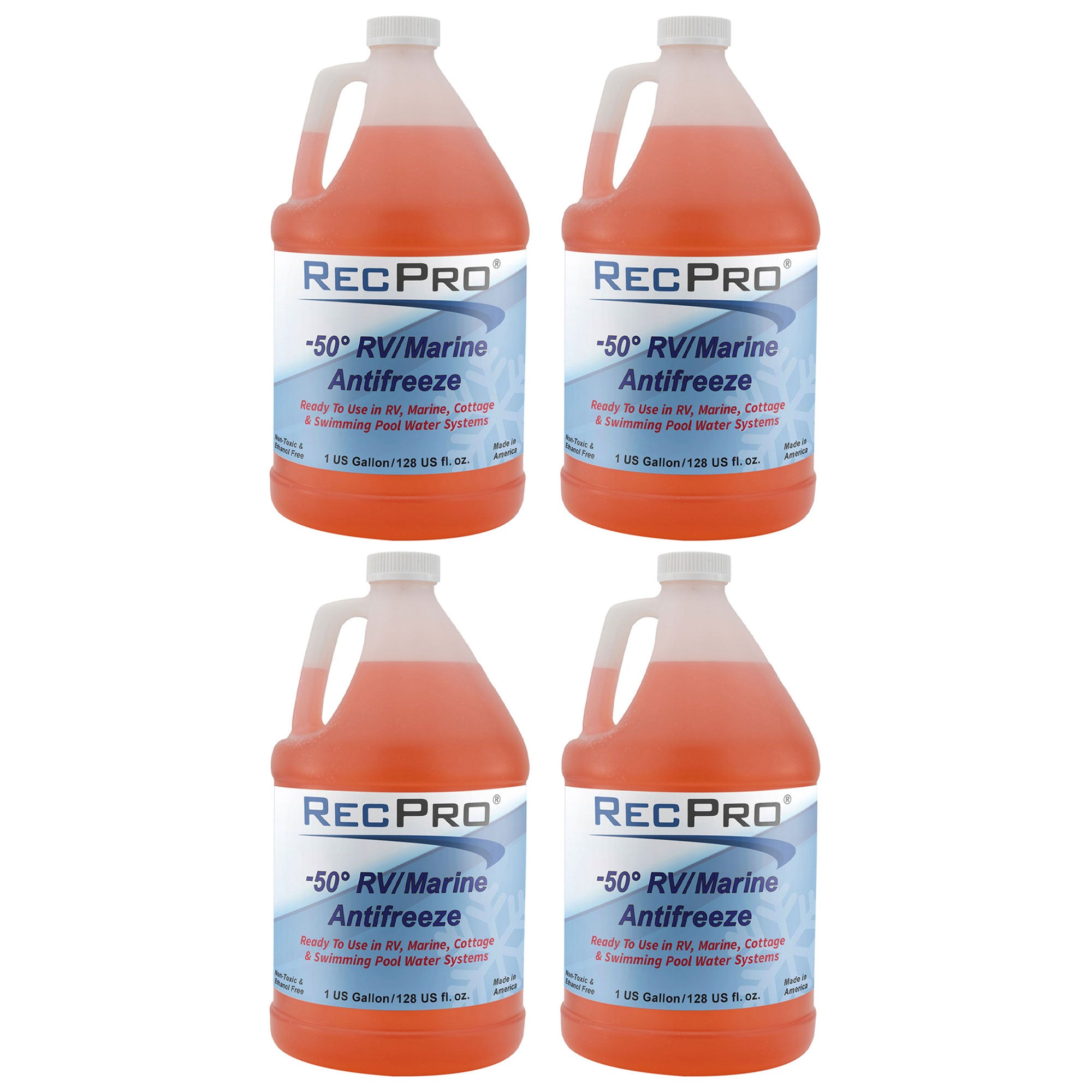 RecPro 1 Gal RV Antifreeze Concentrate Fluid for Winterizing Vehicles (4 Pack) - VMInnovations