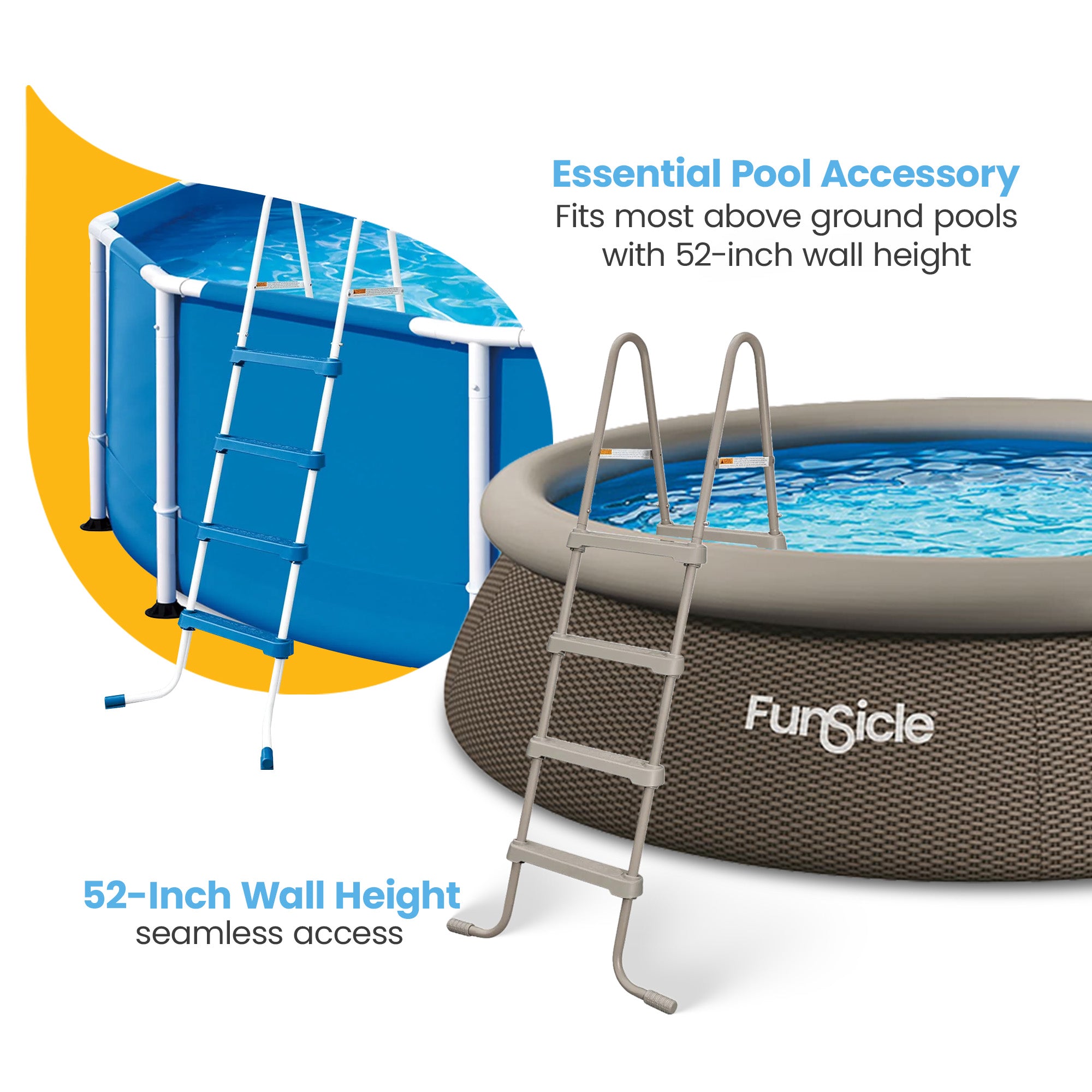 Funsicle 52 Inch SureStep 4 Stair Outdoor Above-Ground Swimming Pool Ladder