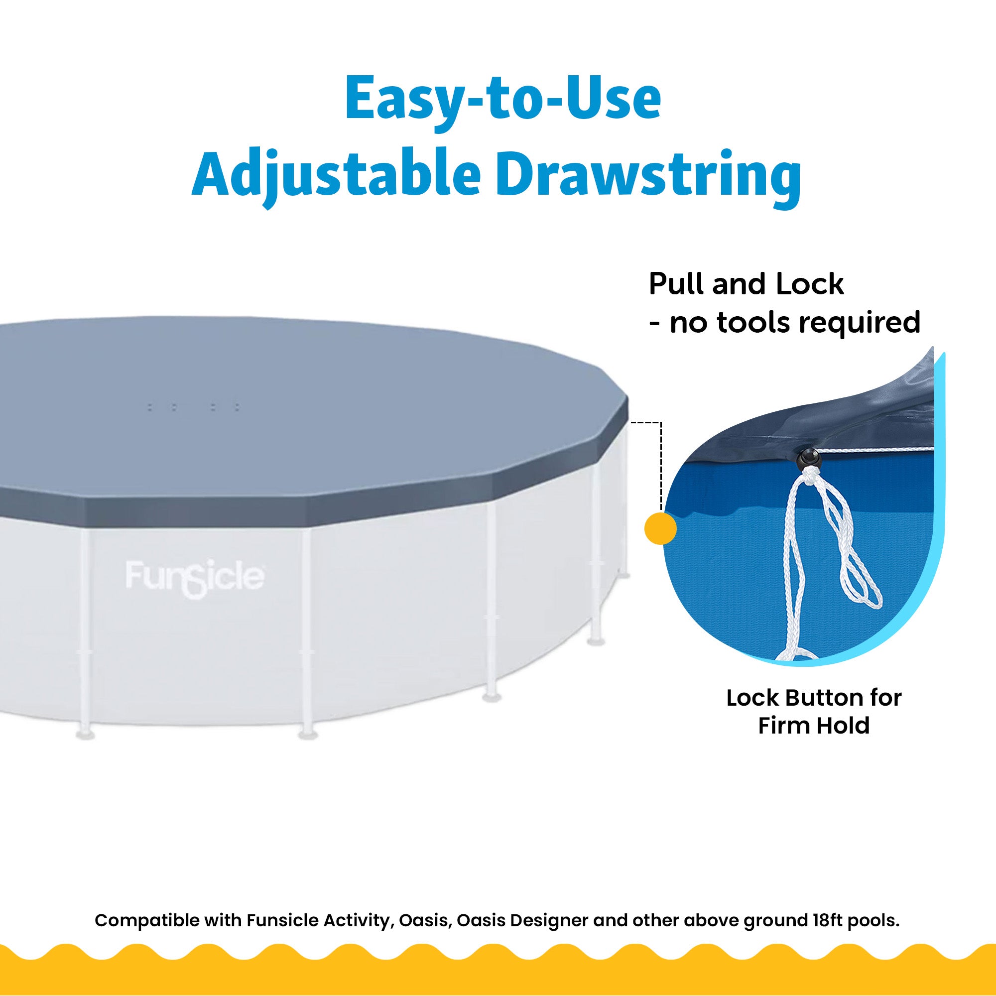 Funsicle 18 Foot Durable Round Pool Cover for Oasis and Activity Pools, Gray - VMInnovations