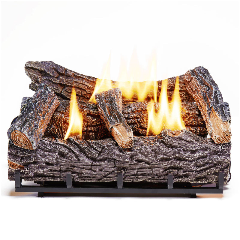 Duluth Forge 22" Ventless 32,000 BTU Natural Gas Fireplace Log Set, Winter Oak