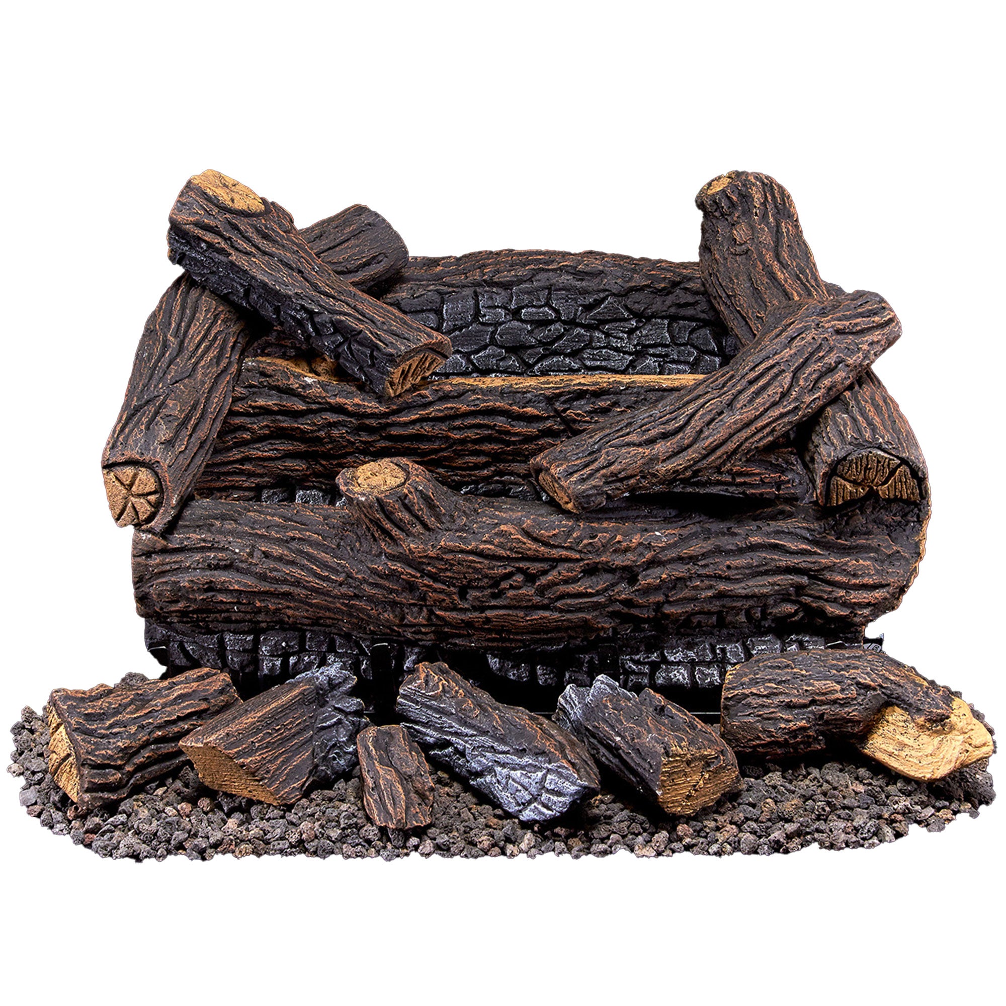 Duluth Forge 18 Inch Ventless Dual Gas Log Set w/ Thermostat, Stacked Red Oak - VMInnovations