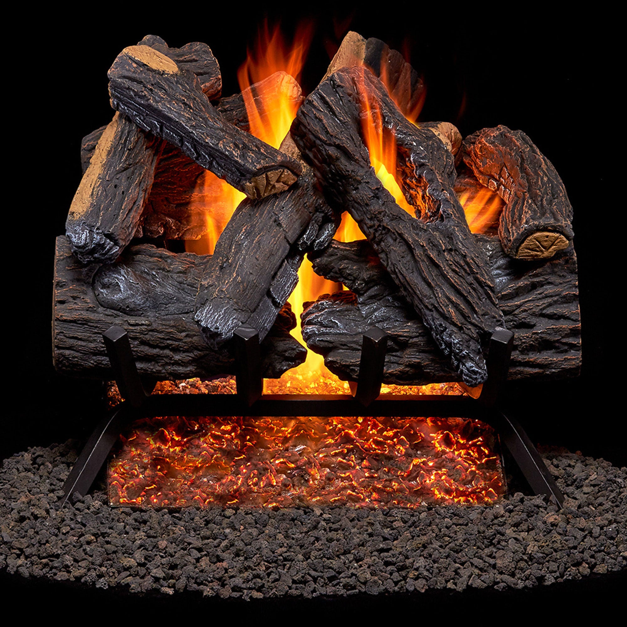 Duluth Forge 18 Inch Vented Natural Gas Log Set with Manual Light, Heartland Oak - VMInnovations