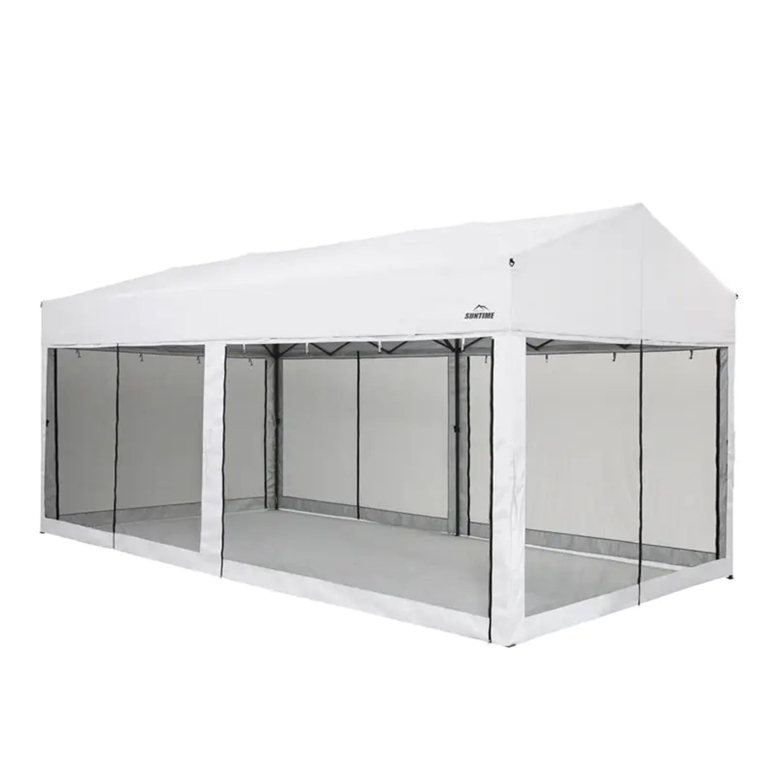 Suntime 10' x 20' Easy Pop Up Rectangular Canopy with Removable Sidewalls, White - VMInnovations
