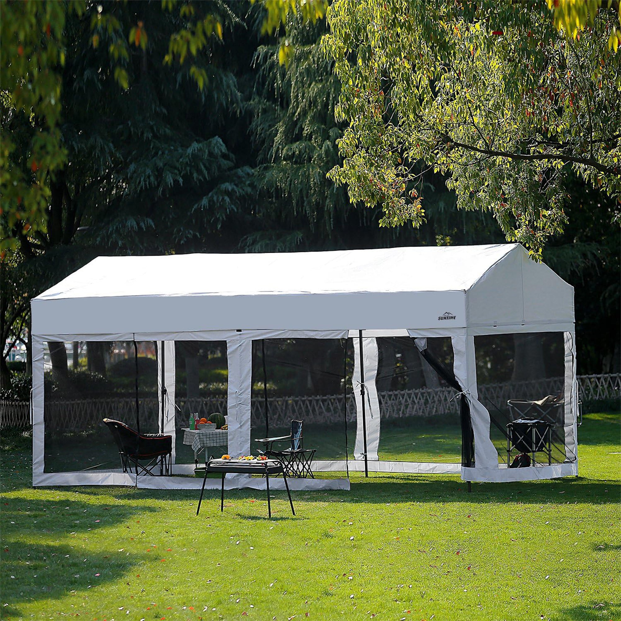 Suntime 10'x20' Easy Pop Up Canopy w/Removable Sidewalls, White (Open Box) - VMInnovations