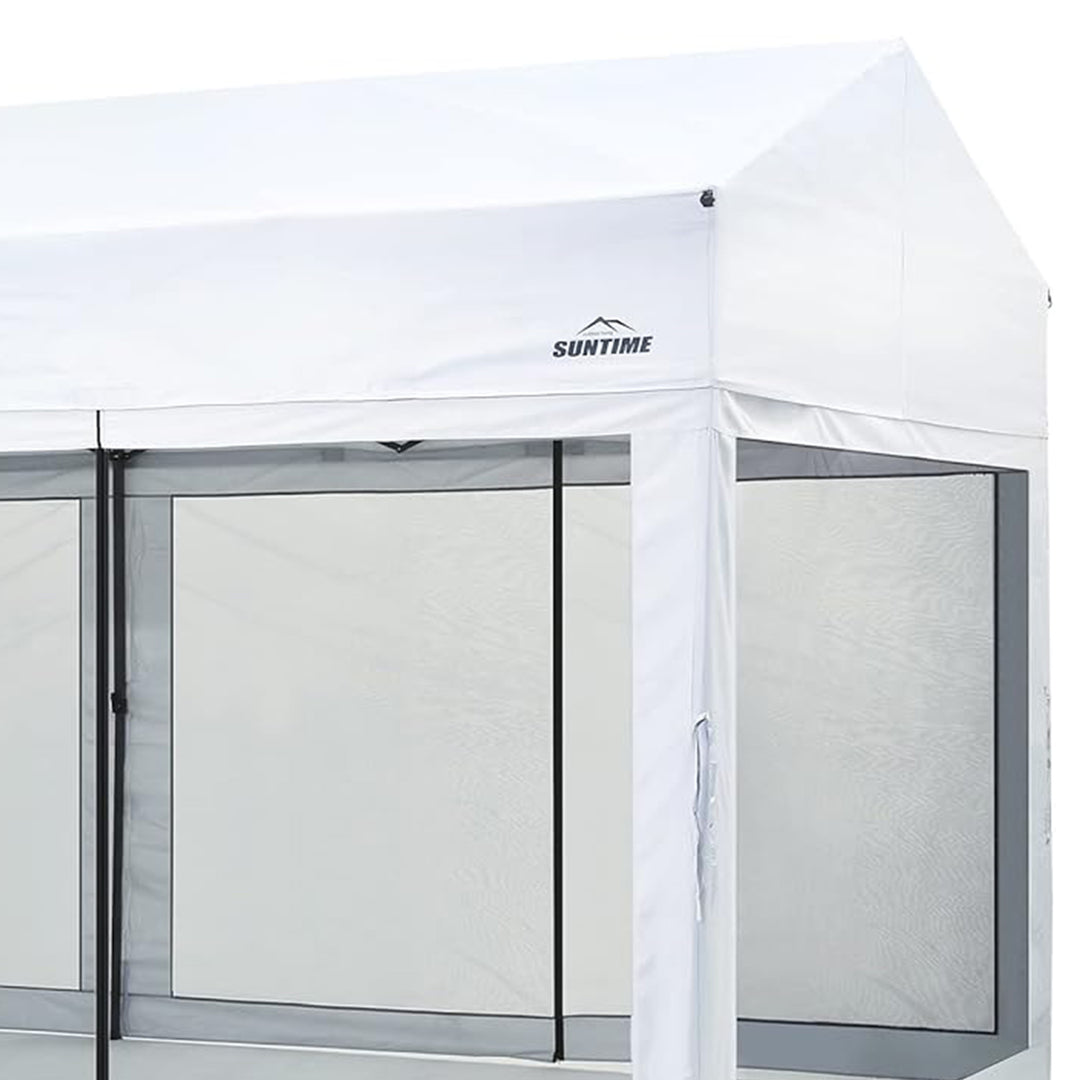 Suntime 10' x 20' Easy Pop Up Rectangular Canopy with Removable Sidewalls, White - VMInnovations