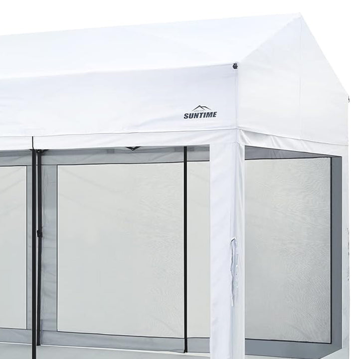 Suntime 10' x 20' Easy Pop Up Rectangular Canopy with Removable Sidewalls, White - VMInnovations