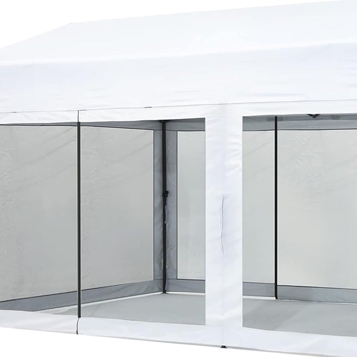 Suntime 10' x 20' Easy Pop Up Rectangular Canopy with Removable Sidewalls, White - VMInnovations
