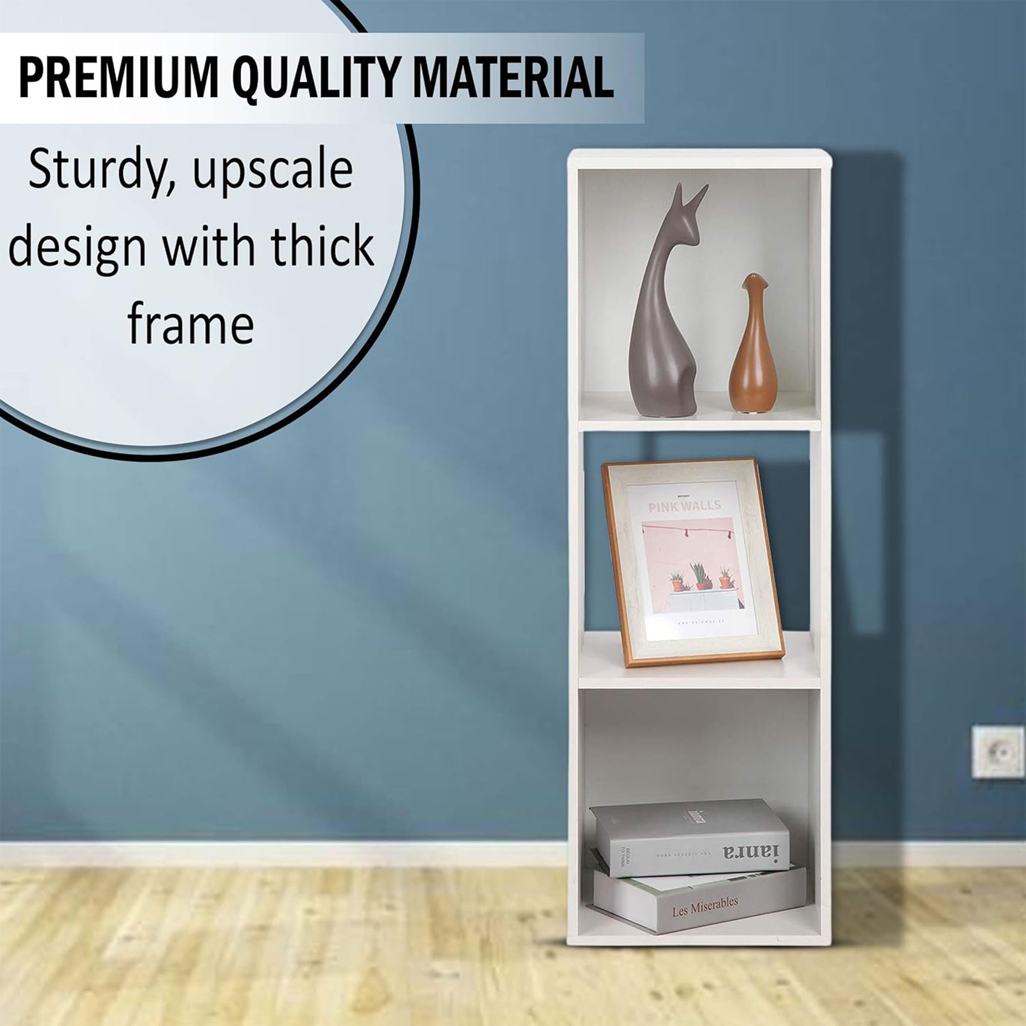 Juggernaut Storage 3 Cube Wooden Shelf Bookshelf Home Organizer, White (Used) - VMInnovations