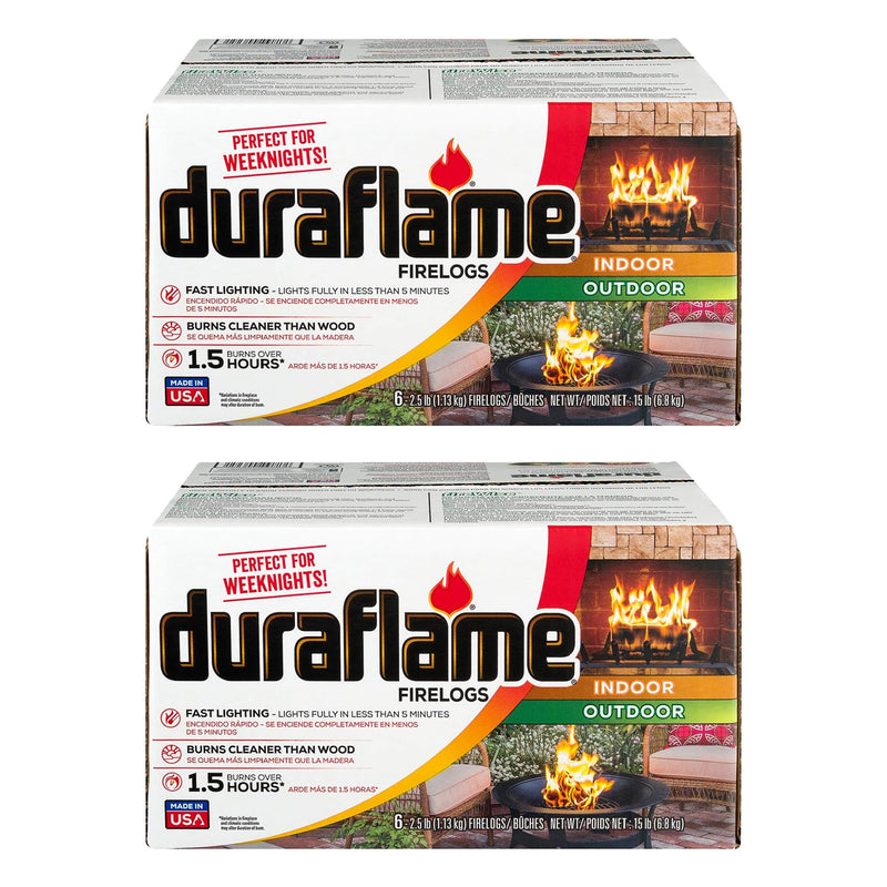 Duraflame 2.5 lbs Indoor Outdoor Fireplace Pit Firelog 3 Hr Burn Time (12 Pack)