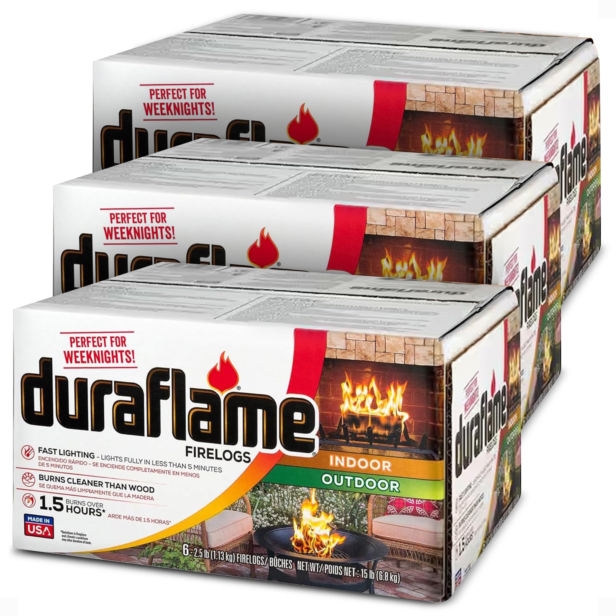 Duraflame 2.5lbs Indoor Outdoor Fireplace Pit Firelog 4.5 Hr Burn Time (18 Pack) - VMInnovations
