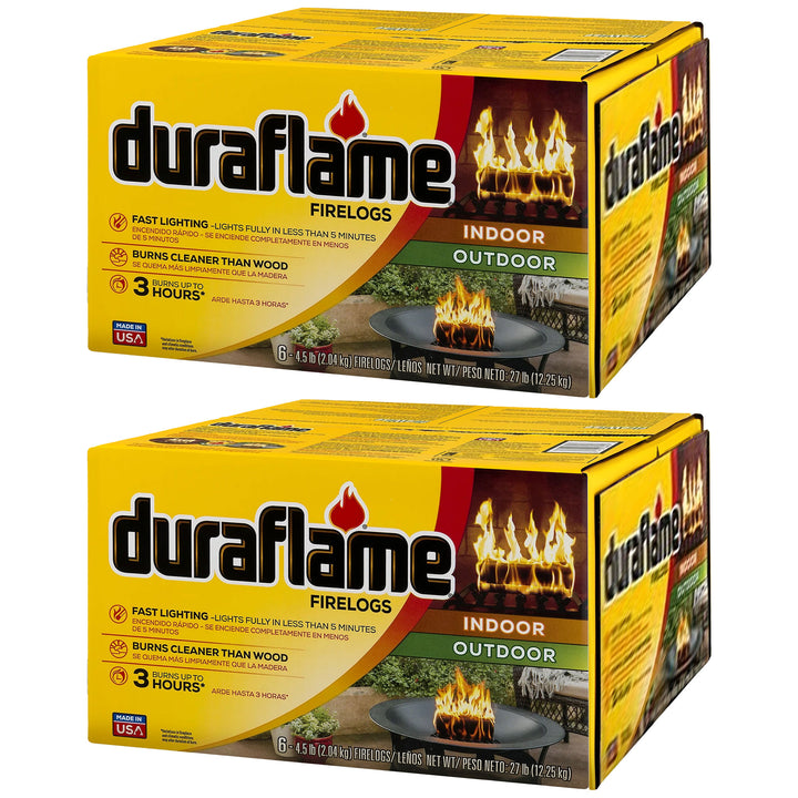 Duraflame 4.5lb Indoor Outdoor Fireplace Fire Pit Firelog, 3 Hr Burn Time, 12 Pk