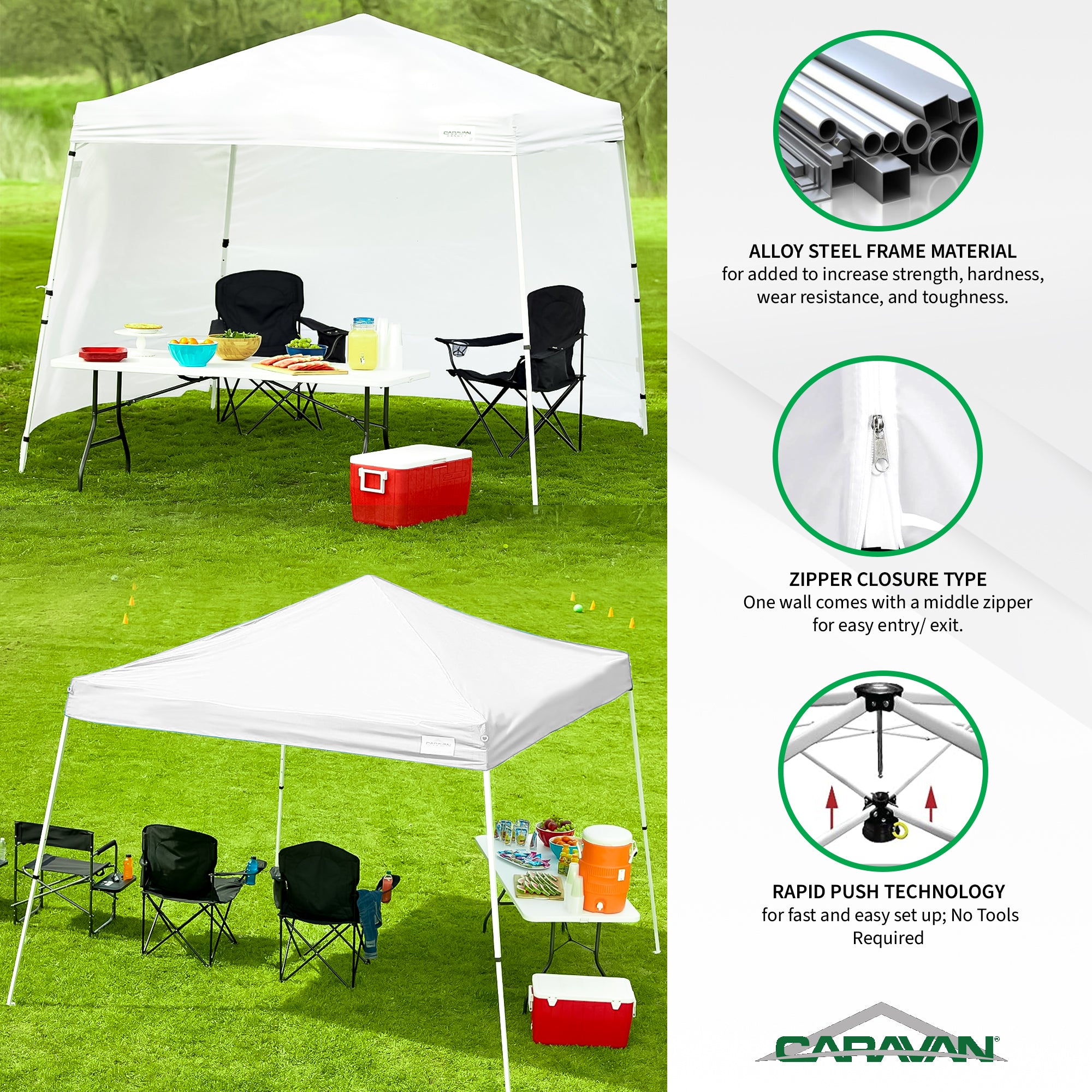 Caravan Canopy V Series Sidewalls w/V Series 2 Angled Leg Canopy & 4 6lb. Plates - VMInnovations