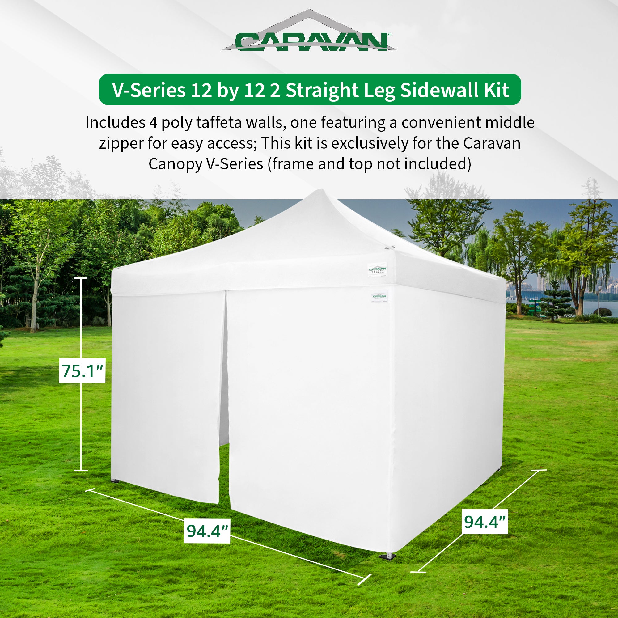 Caravan Canopy V Series Sidewalls w/V Series 2 Angled Leg Canopy & 4 6lb. Plates