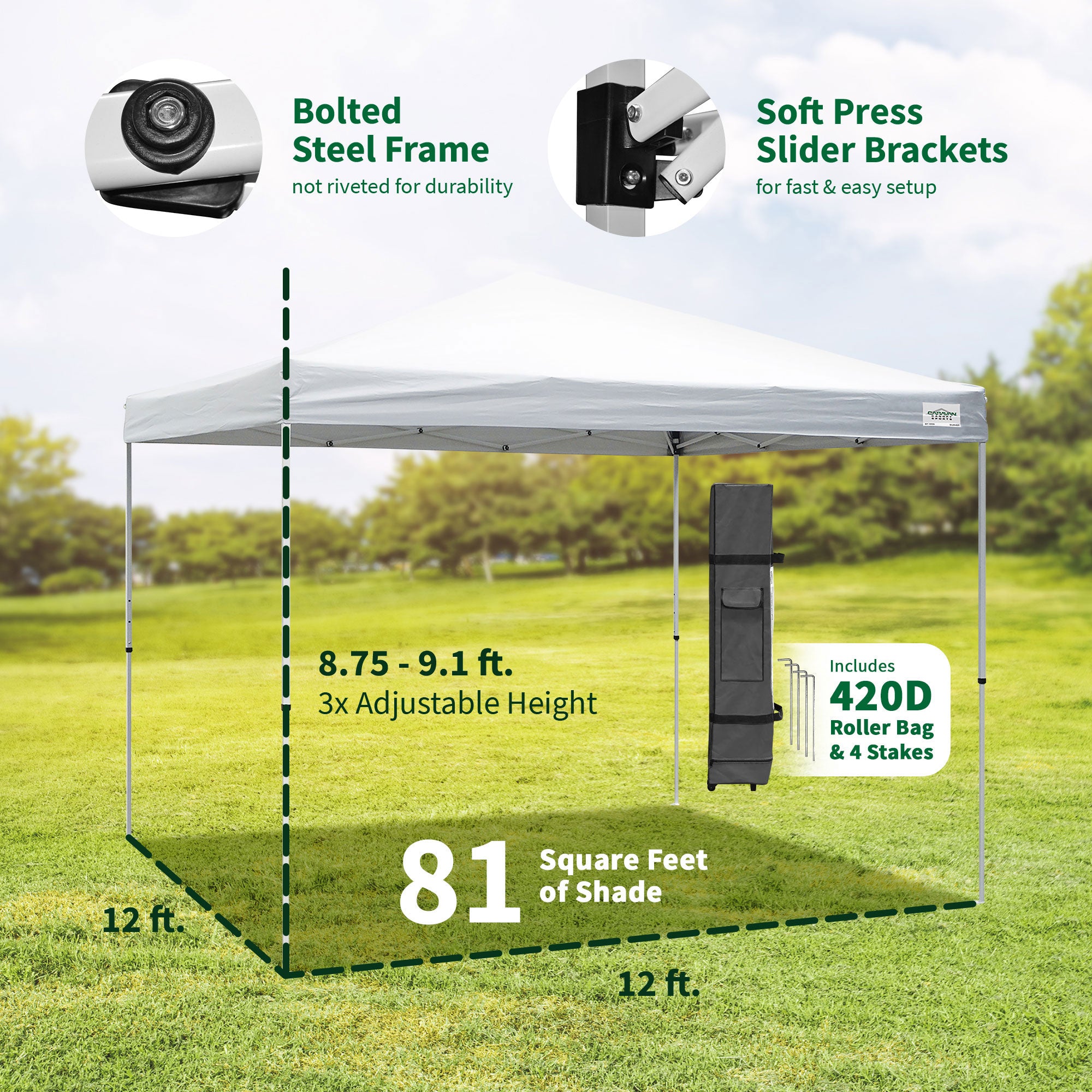 Caravan Canopy V Series Sidewalls w/V Series 2 Angled Leg Canopy & 4 6lb. Plates - VMInnovations