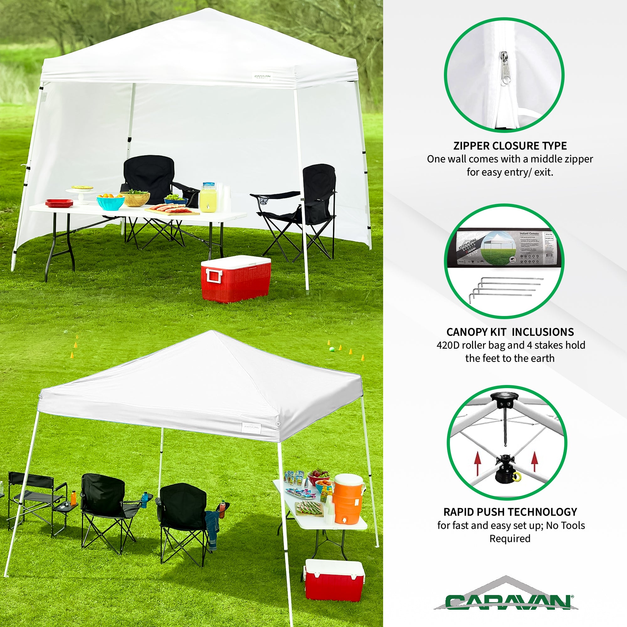 Caravan Canopy V Series 2 Slant Leg Sidewall Kit with 12x12 Instant Canopy Kit - VMInnovations