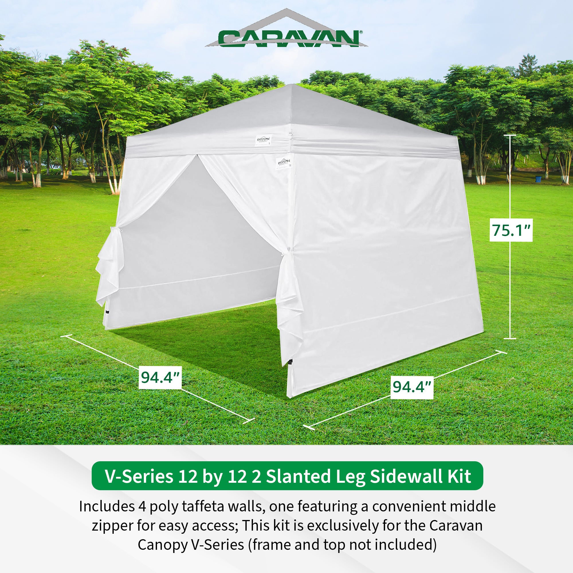 Caravan Canopy V Series 2 Slant Leg Sidewall Kit with 12x12 Instant Canopy Kit - VMInnovations