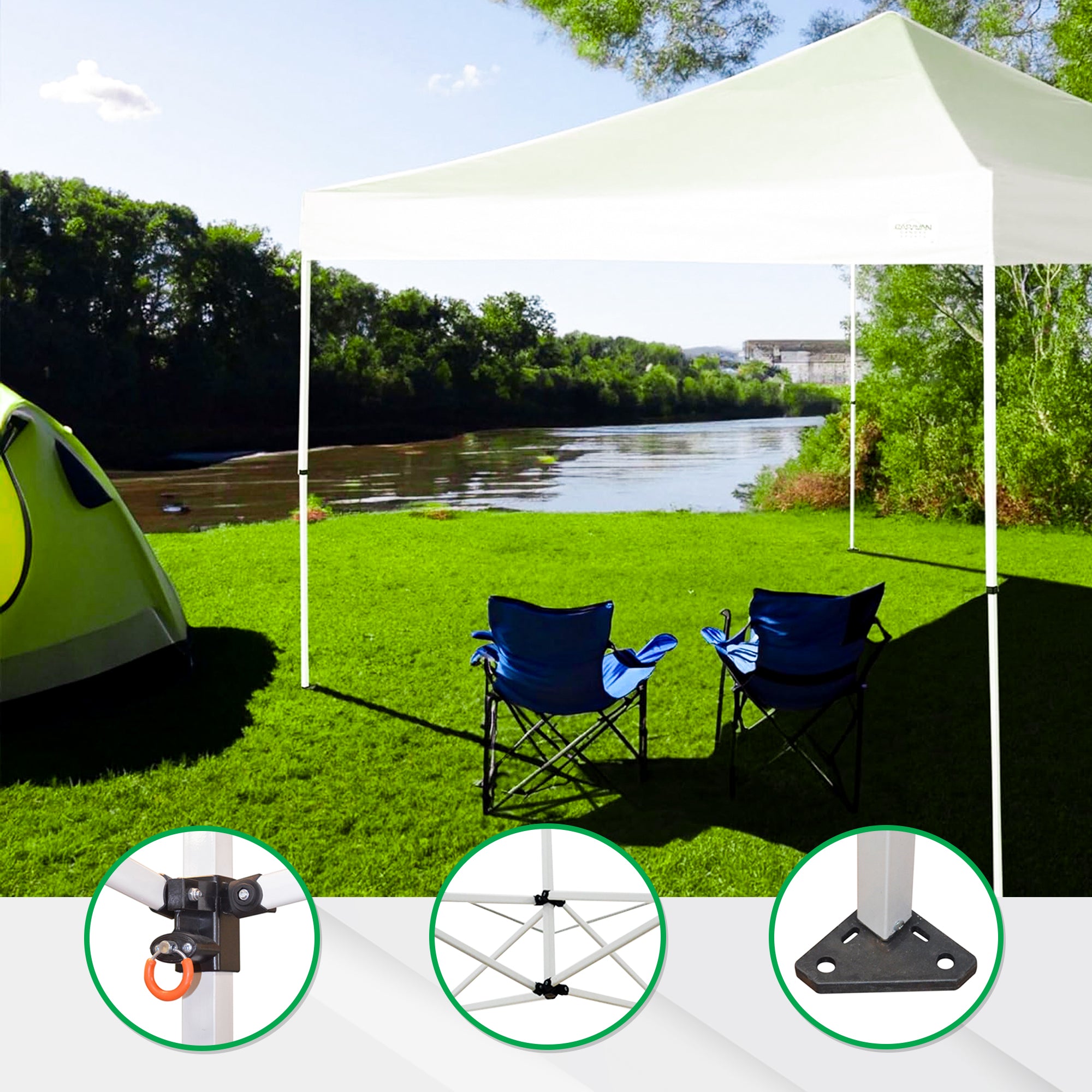 Caravan Canopy V Series Sidewalls & Straight Pop-Up Leg Tent w/Set of 4 Weights - VMInnovations