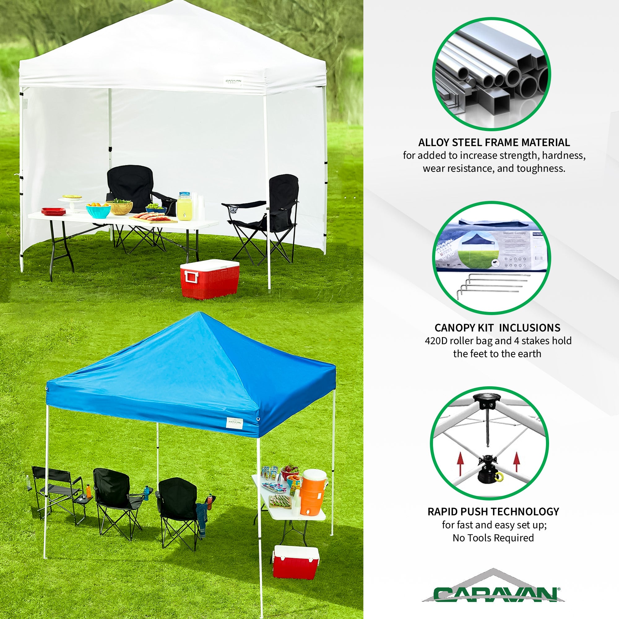 Caravan Canopy V Series Sidewall Kit & M Series Pro 2 Shade Tent w/Roller Bag