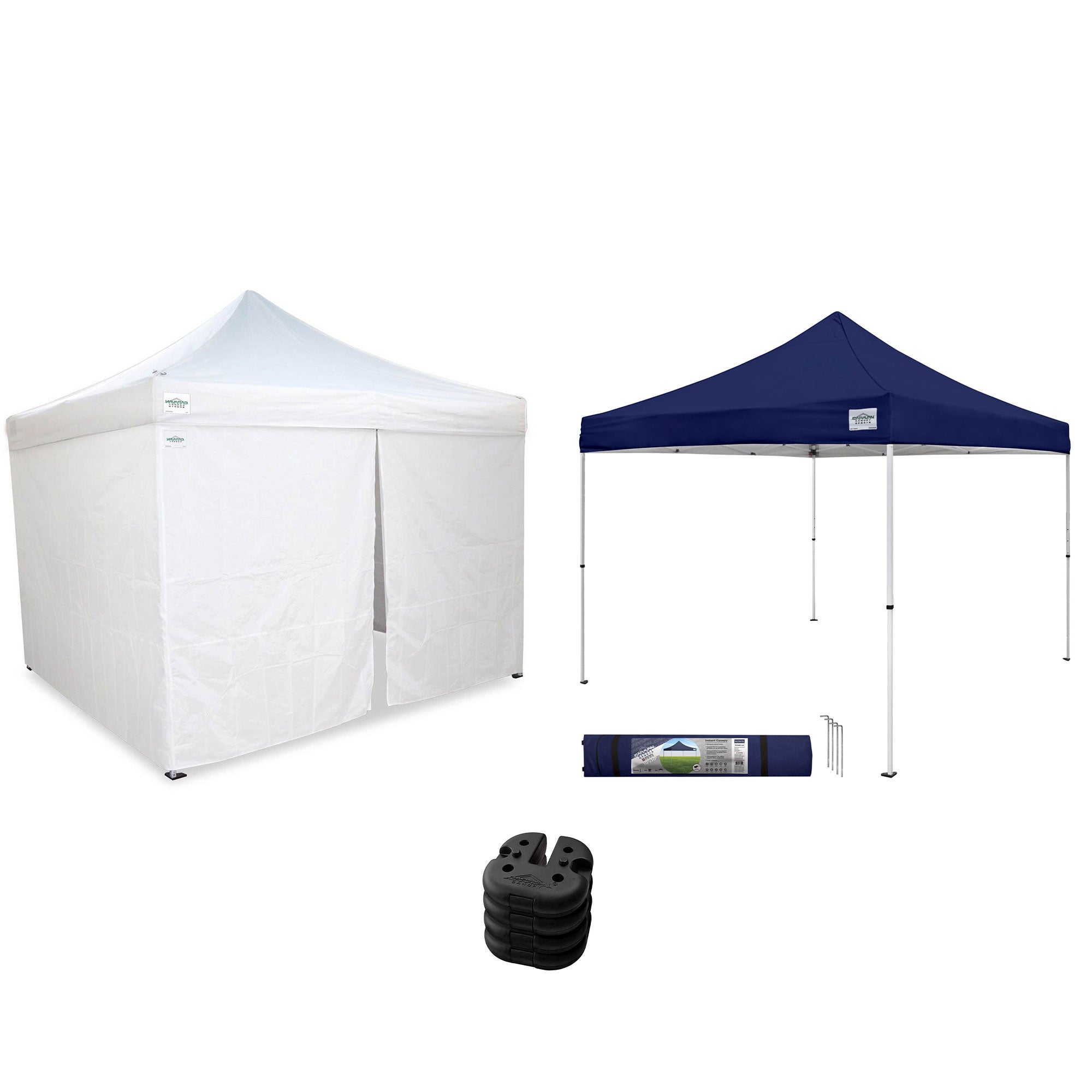 Caravan Canopy V Series Sidewalls & M Series Shade Tent & Set of 4 Weight Plate - VMInnovations
