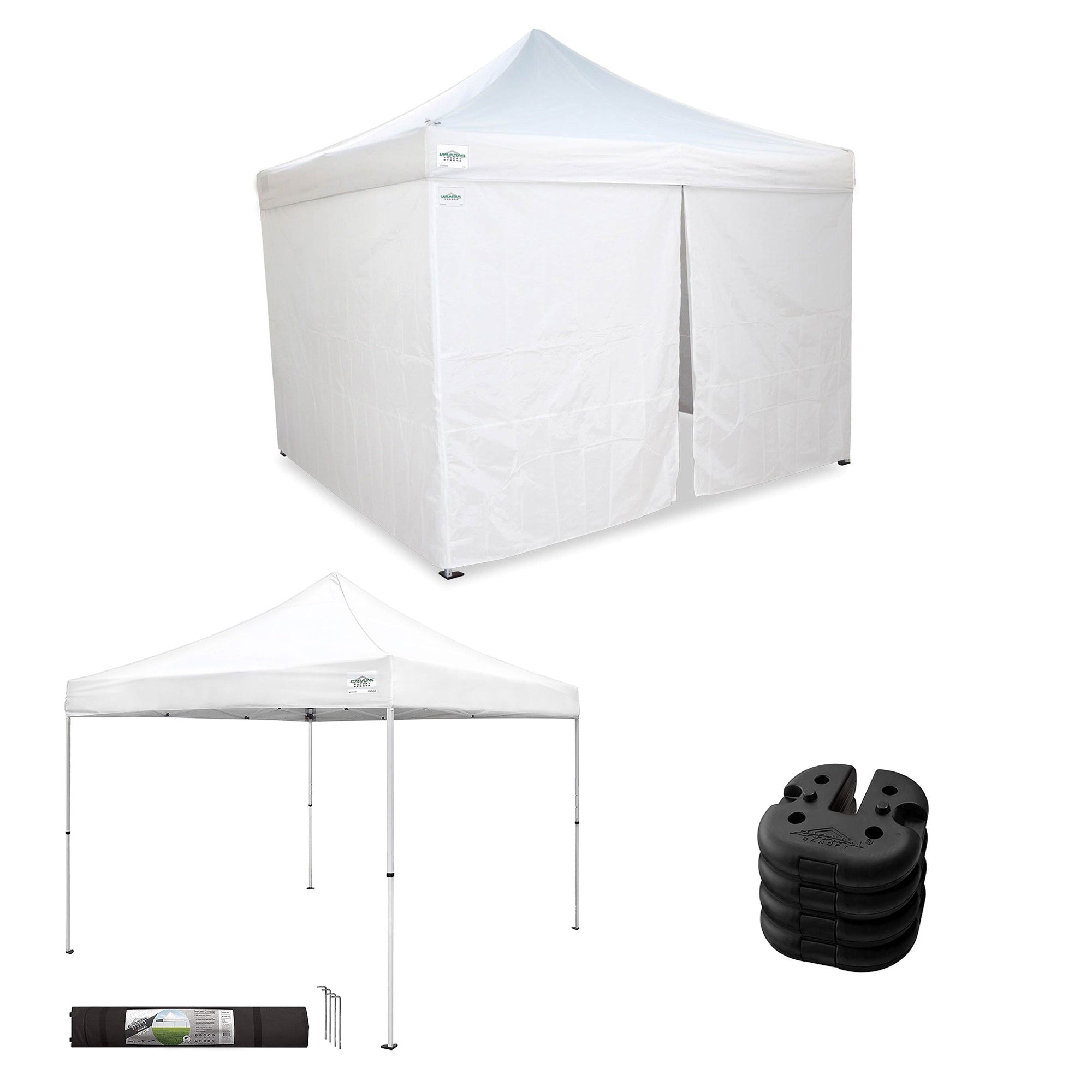 Caravan Canopy V Series Sidewalls & M Series Shade Tent & Set of 4 Weight Plate - VMInnovations